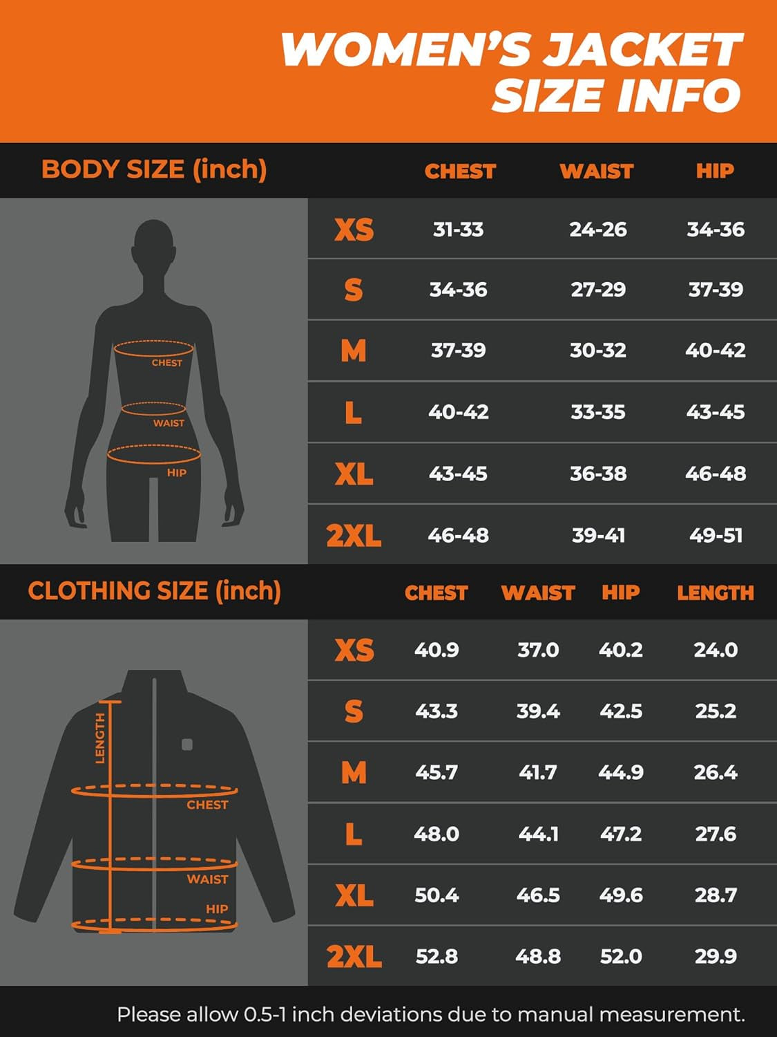 ORORO Women'S Slim Fit Heated Jacket with Rechargable Battery, Heated Coat with Detachable Hood