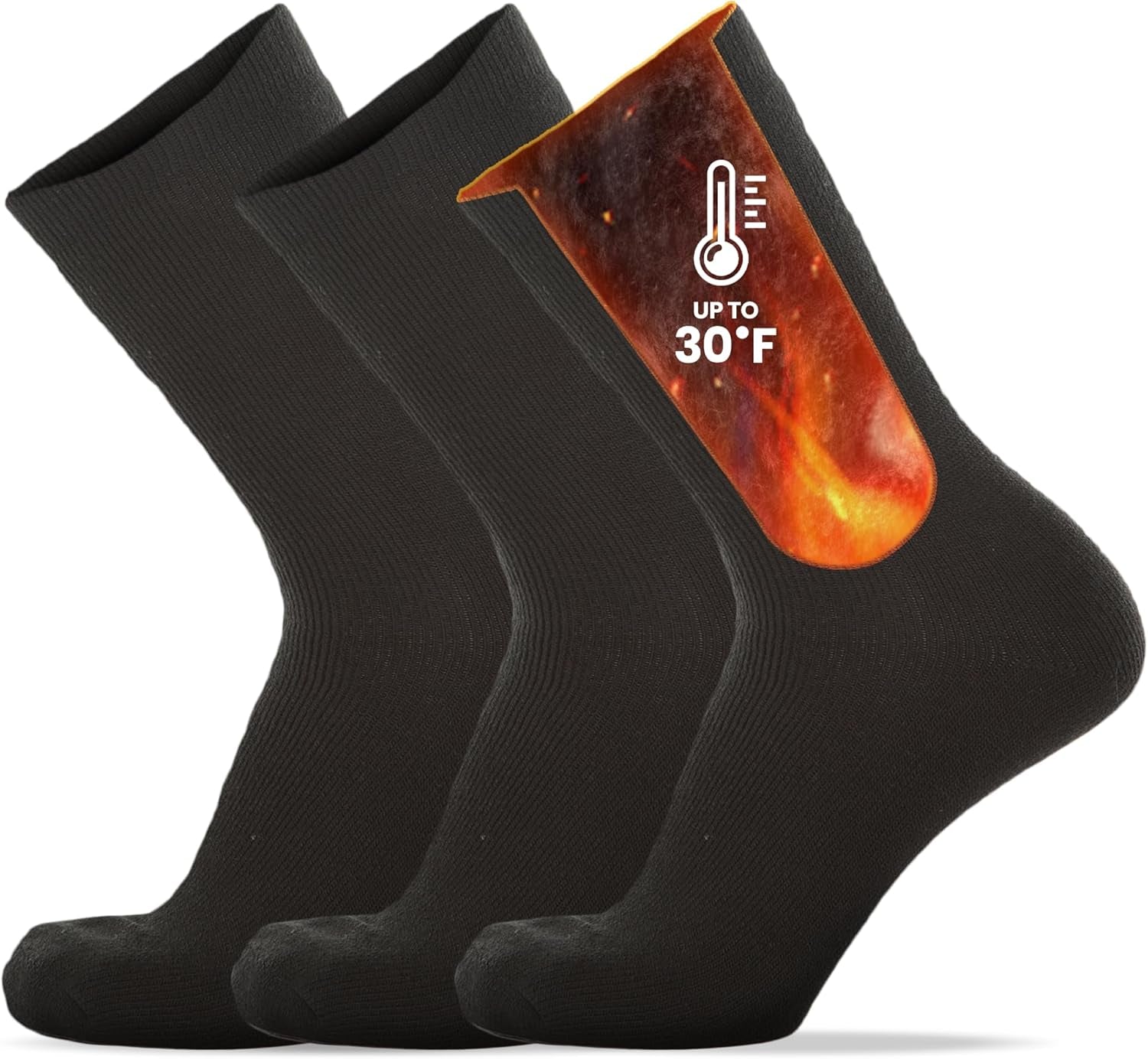 UNIQUE STYLES ASFOOR 3 Pack Thermal Heated Hiking Socks for Men, Thick Warm Winter Socks for Outdoors