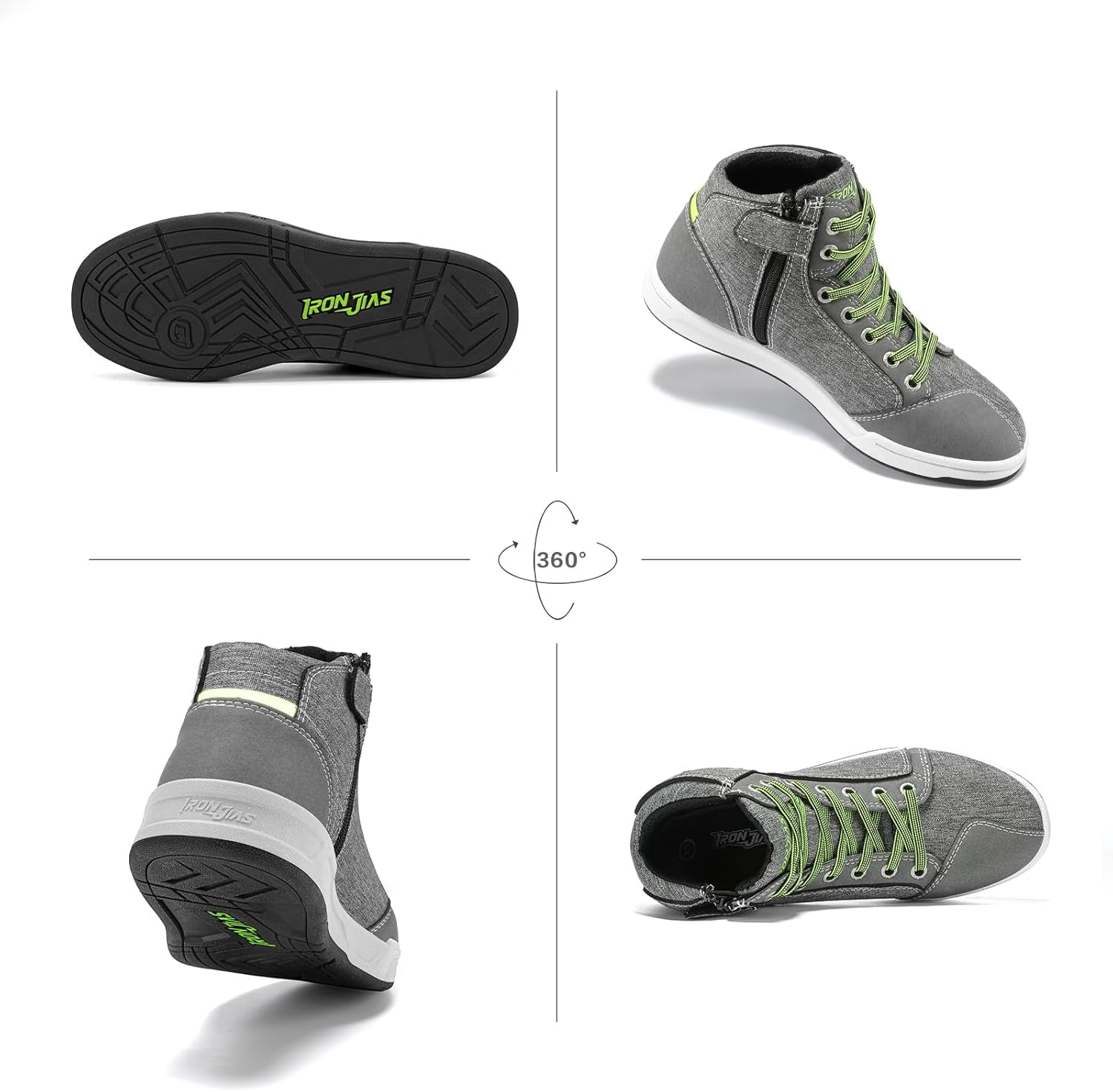 IRON JIA'S Motorcycle Shoes for Men, Breathable Anti-Slip Protective Gear, Powersport Casual Motorcycle Riding Boots (Grey 11)