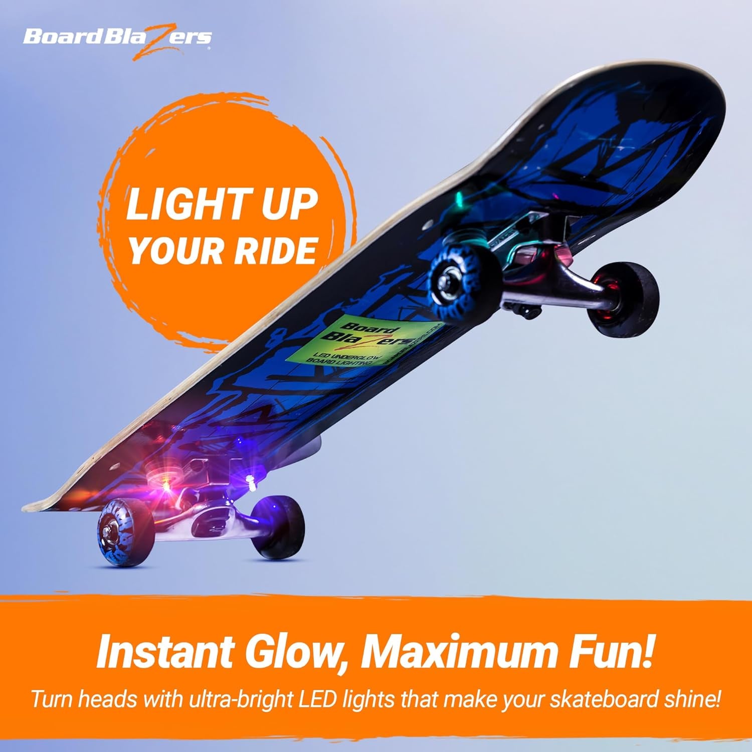 LED Skateboard Lights Underglow - Ideal Skateboard Gift - Perfect LED Longboard Light or Scooter Light Great Stocking Stuffer for Kids