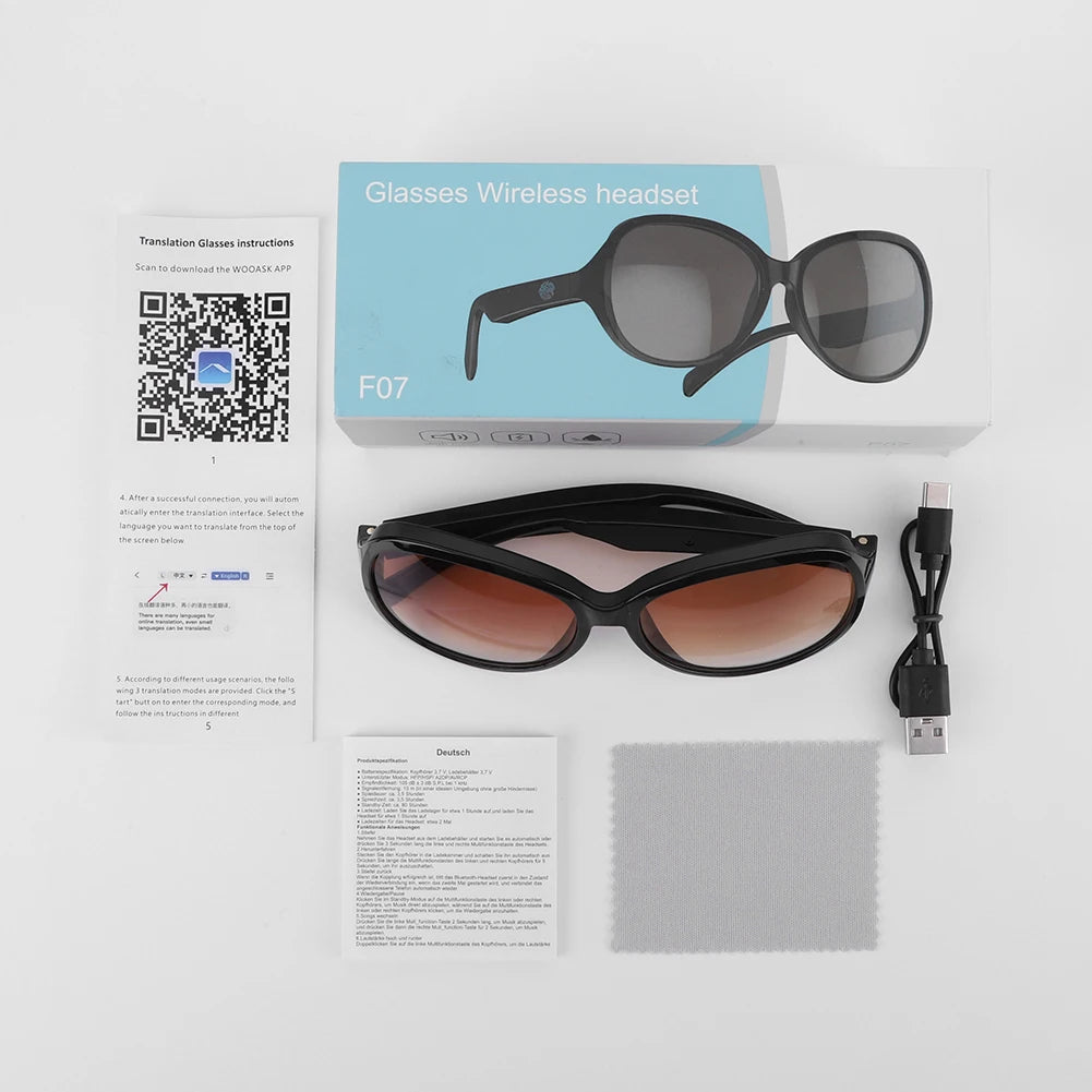 144 Languages Smart Glasses Translator Bluetooth-Compatible 5.3 Smart Sunglasses Glasses Waterproof Translator Glasses & Headset