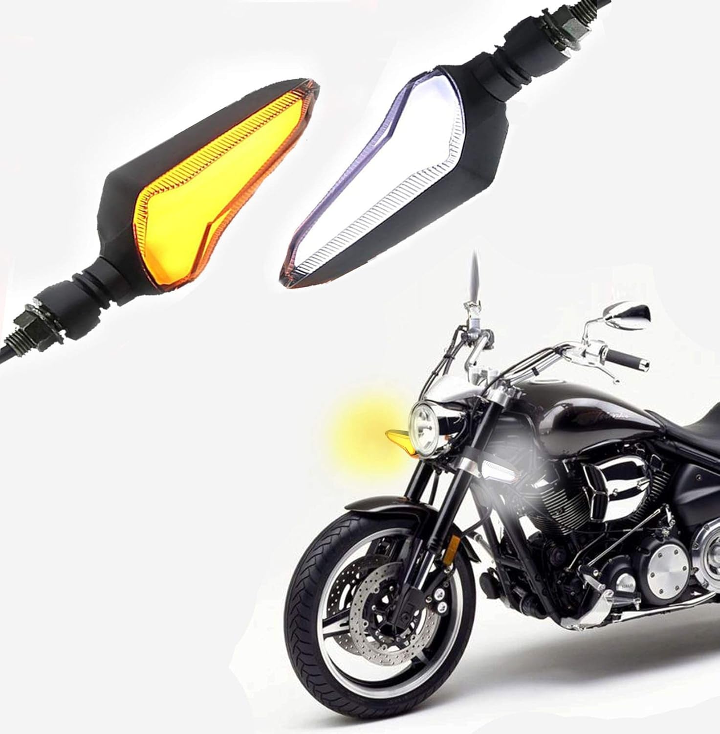 2PCS Motorcycle Turn Signal Light Motorbike LED Indicators Blinker Front Rear Lights Indicator Universal for Motorcycle Yamaha YZF R1 R6 Kawasaki Ninja Suzuki GSX Honda CBR Scooter