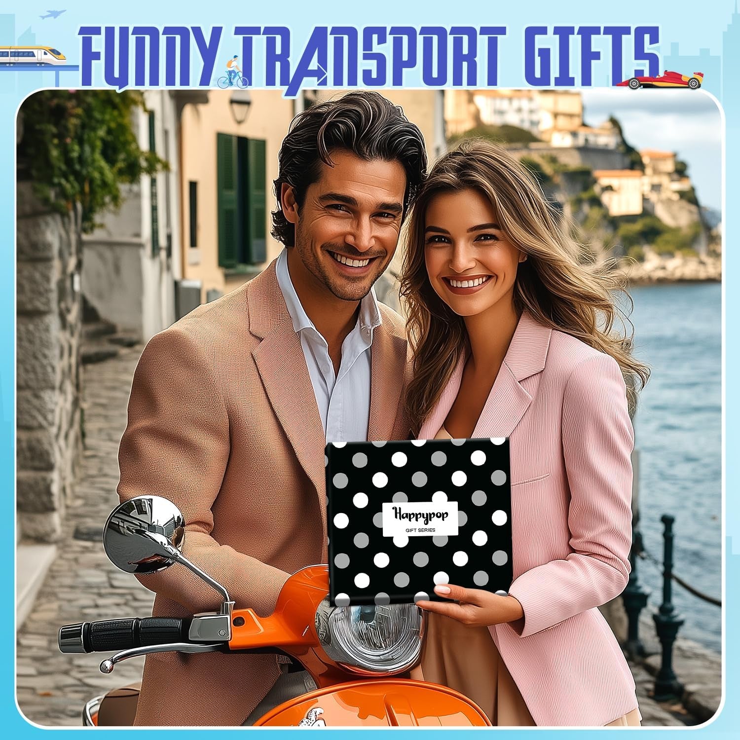 HAPPYPOP Transportation Gifts for Men Women - Motorcycle Tractor Train Socks