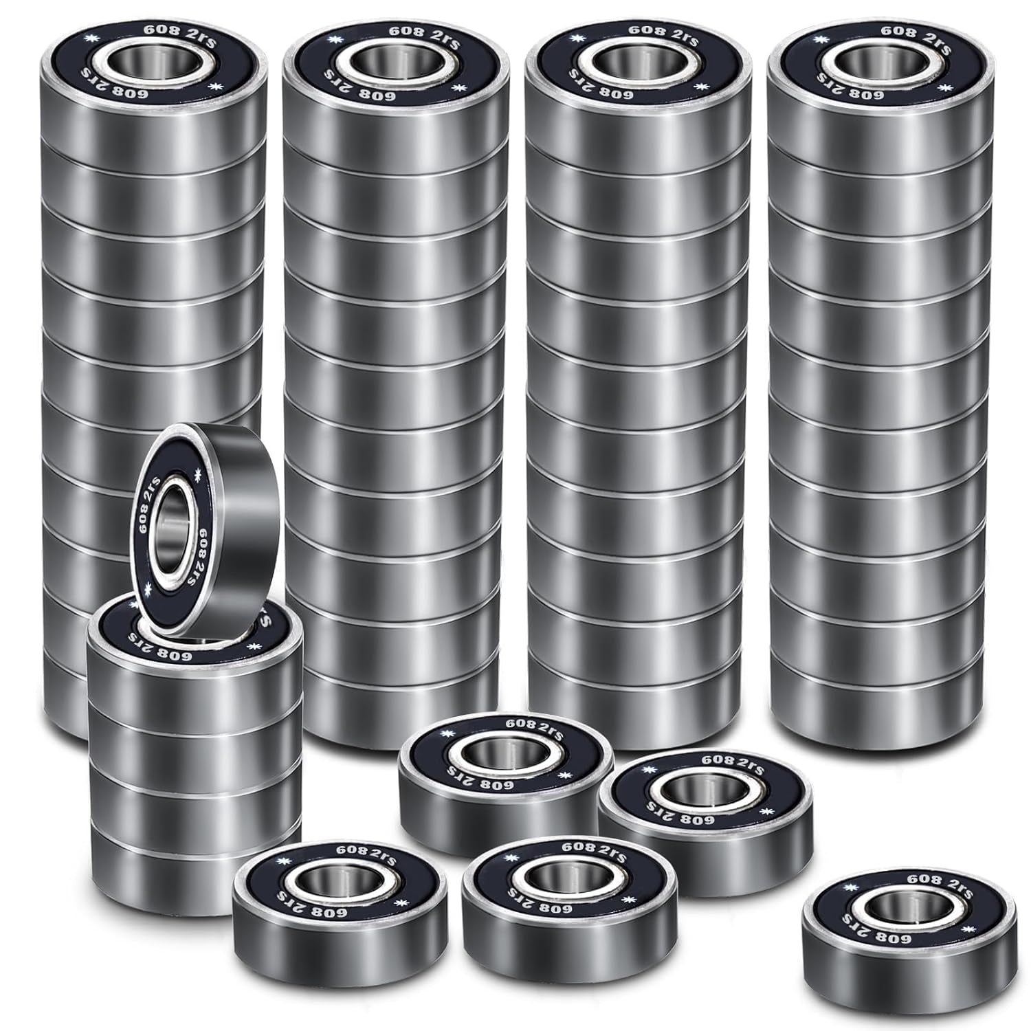 Premium 20Pcs 608Rs Bearings Skateboard Bearings Longboard Bearings (8X22X7Mm) for Skate Double Rubber Sealed Deep Groove
