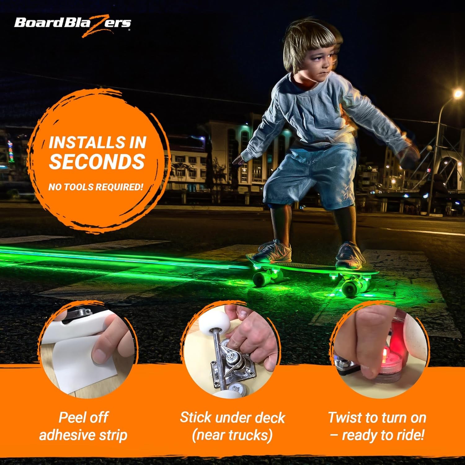 LED Skateboard Lights Underglow - Ideal Skateboard Gift - Perfect LED Longboard Light or Scooter Light Great Stocking Stuffer for Kids