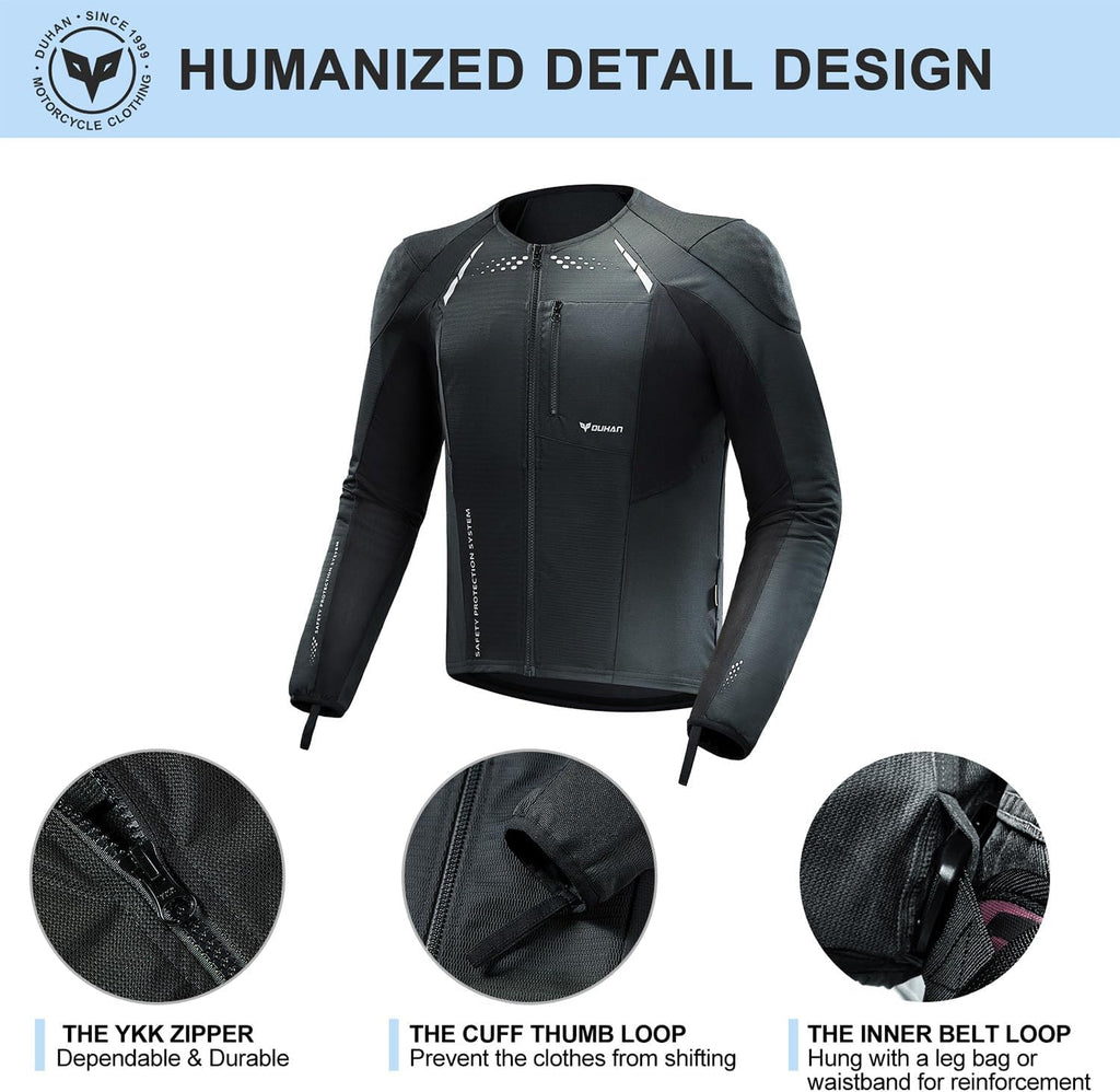DUHAN Motorcycle Shirt Mesh Motorcycle Jacket Men with CE Level 2 Armor Motorcycle Protective Gear for All Seasons