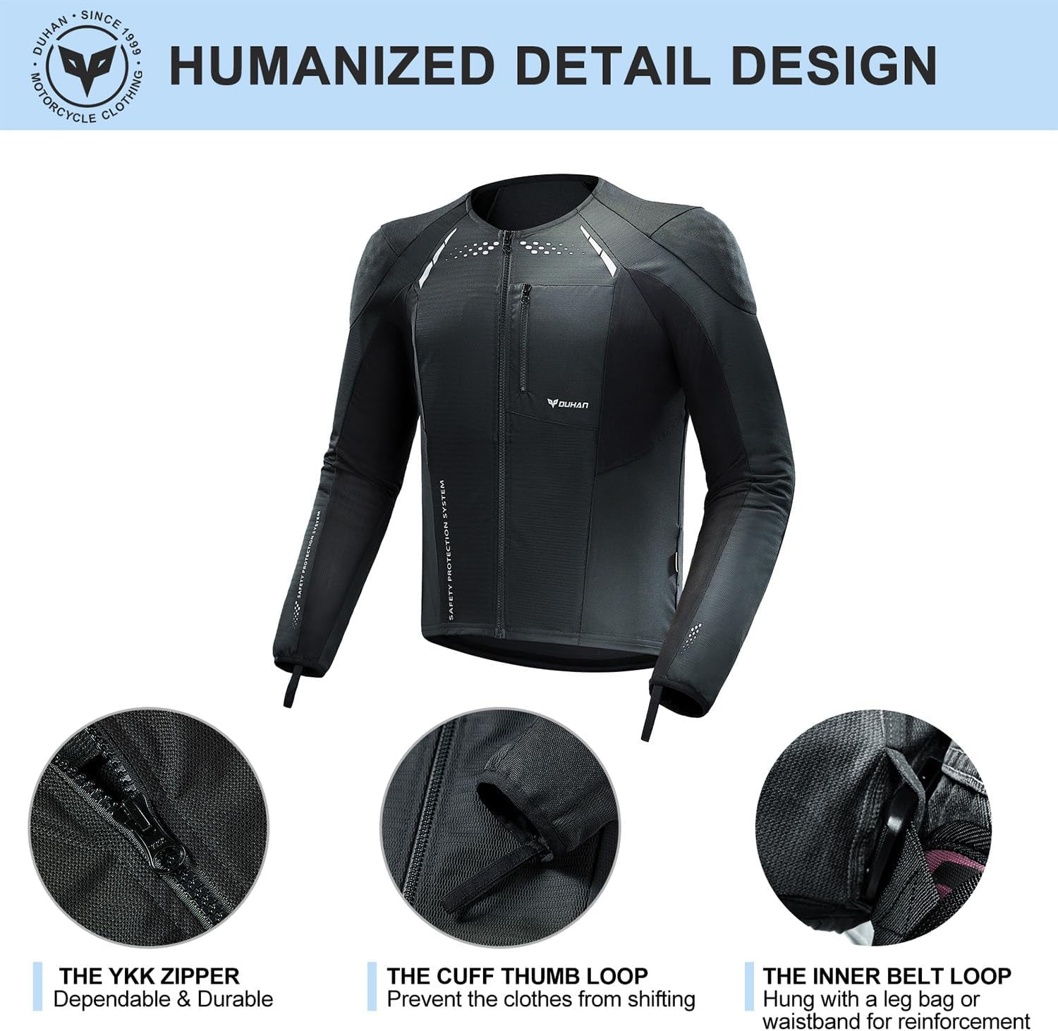 DUHAN Motorcycle Shirt Mesh Motorcycle Jacket Men with CE Level 2 Armor Motorcycle Protective Gear for All Seasons
