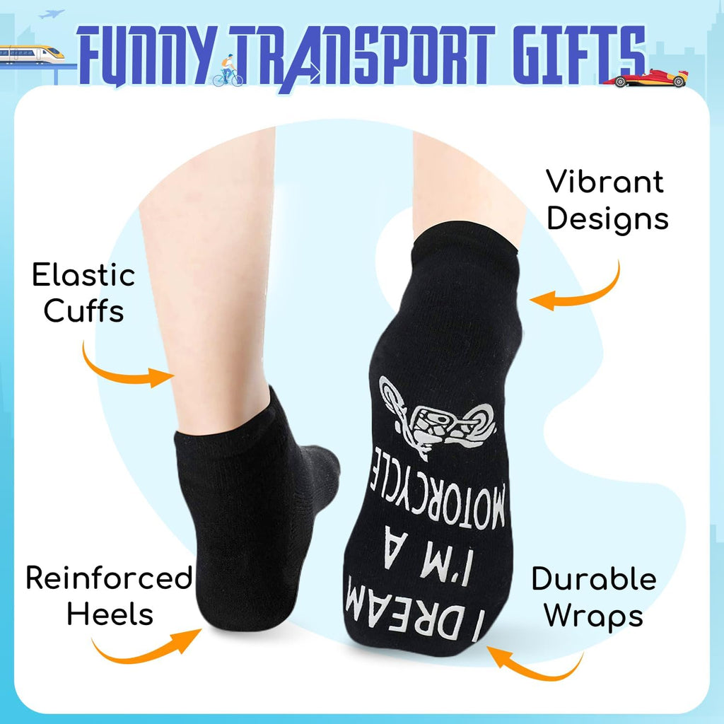 HAPPYPOP Transportation Gifts for Men Women - Motorcycle Tractor Train Socks