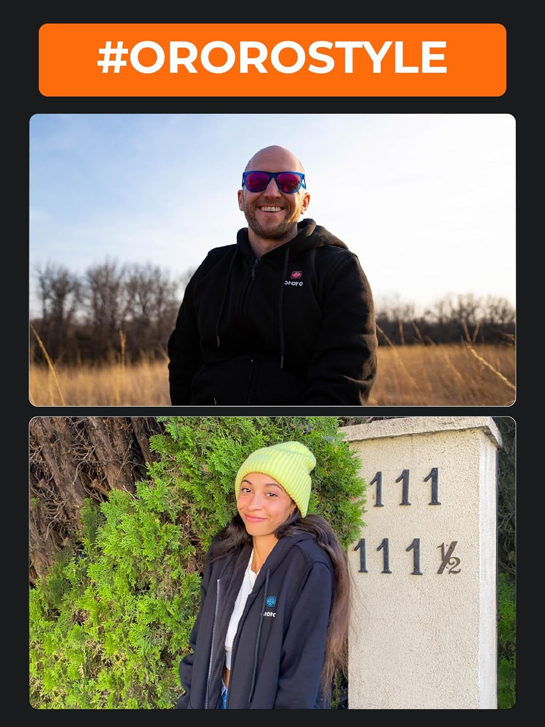 ORORO Heated Hoodie with Battery, Fleece Full-Zip Heated Sweatshirt Hoodie (Charger Not Included)
