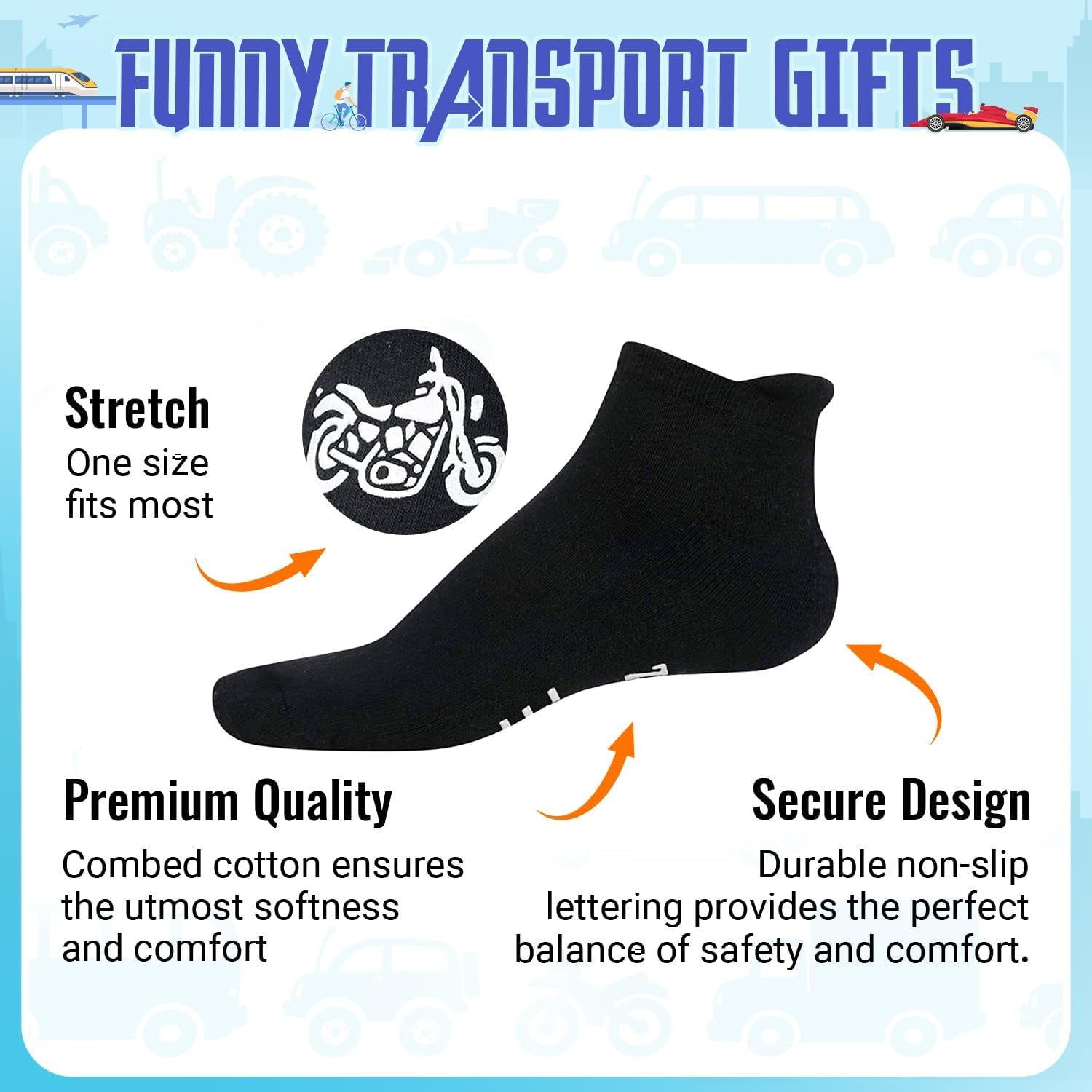 HAPPYPOP Transportation Gifts for Men Women - Motorcycle Tractor Train Socks