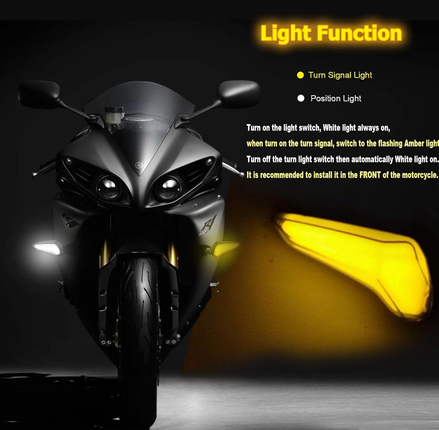 2PCS Motorcycle Turn Signal Light Motorbike LED Indicators Blinker Front Rear Lights Indicator Universal for Motorcycle Yamaha YZF R1 R6 Kawasaki Ninja Suzuki GSX Honda CBR Scooter