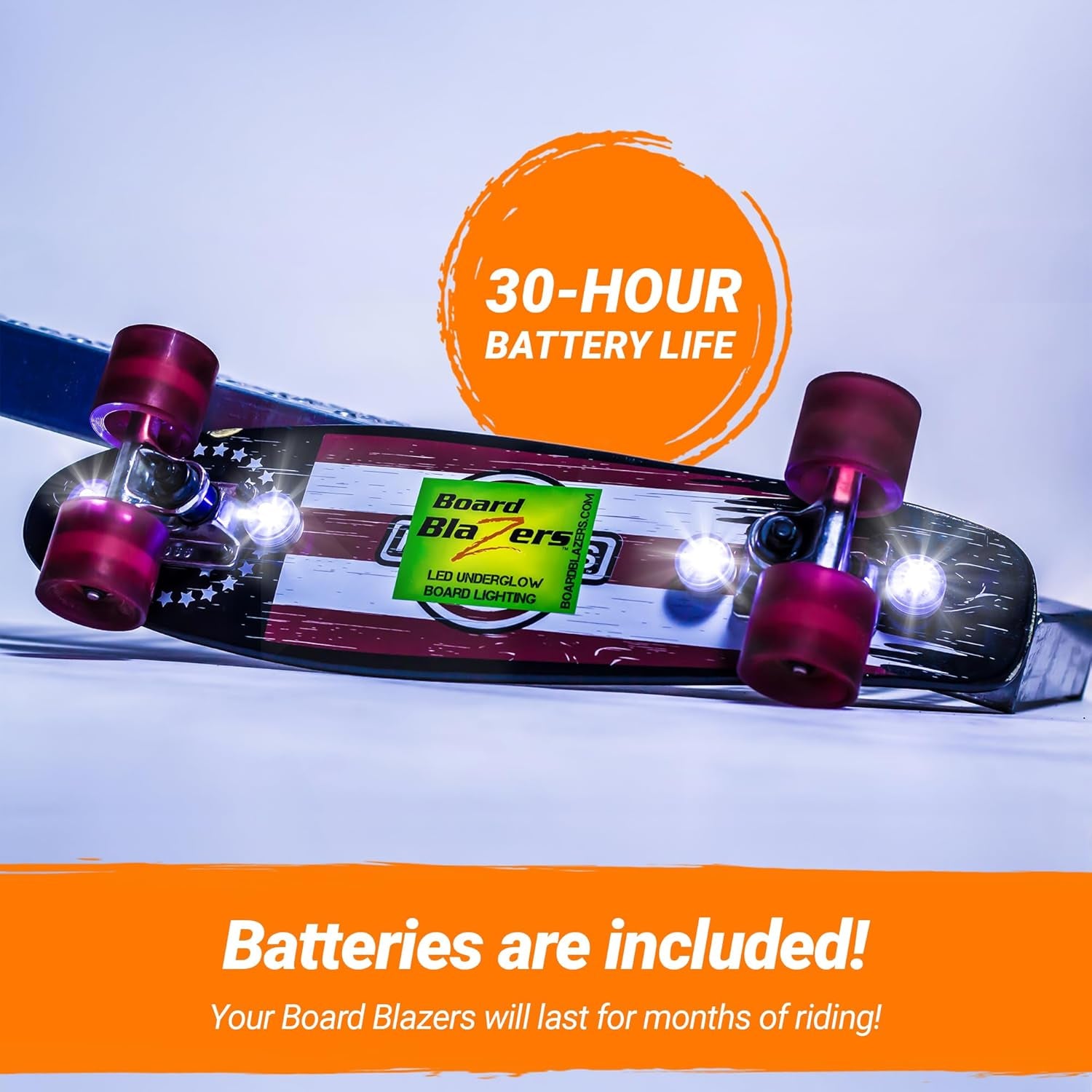 LED Skateboard Lights Underglow - Ideal Skateboard Gift - Perfect LED Longboard Light or Scooter Light Great Stocking Stuffer for Kids
