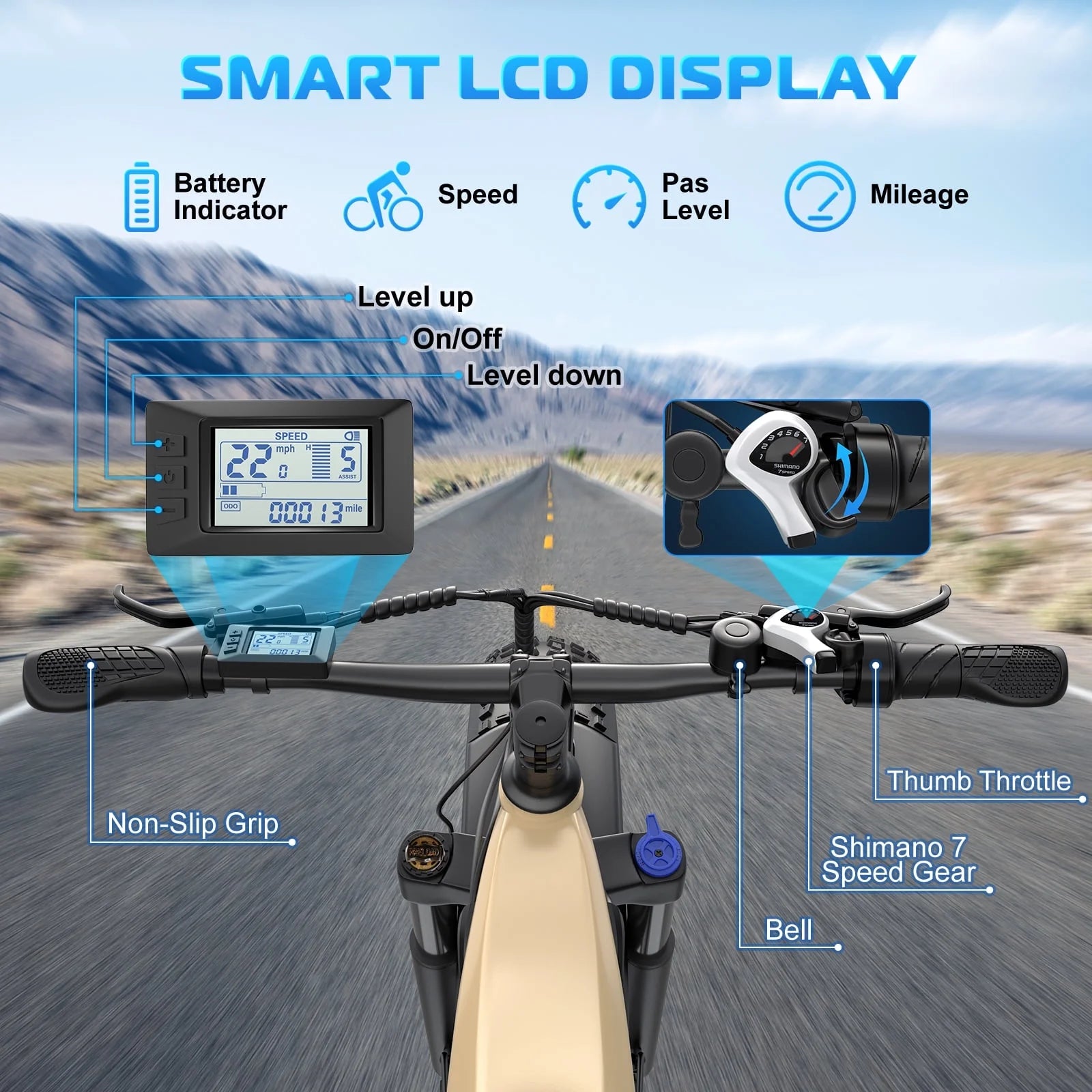 Electric Bike for Adult, 26" X 4.0 Fat Tire E-Mountain Bicycle, 22MPH, 750W Motor Ebike with 48V 15Ah Removable Battery, Shimano 7-Speed UL 2849