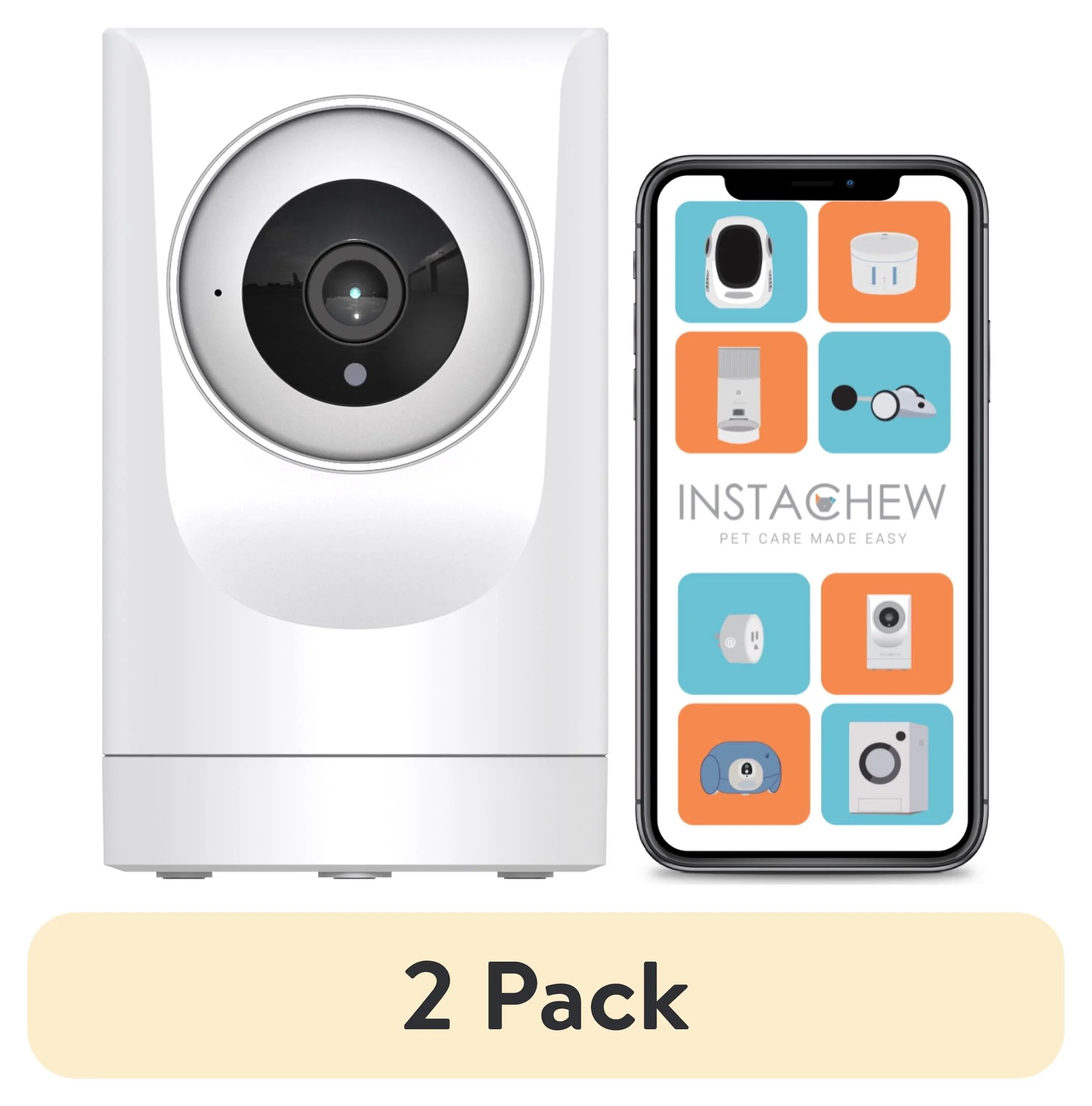 (2 Pack)  Purrsight 360° Smart Wireless Pet 1080P HD Video Camera 2-Way Audio Mobile App Indoor Security