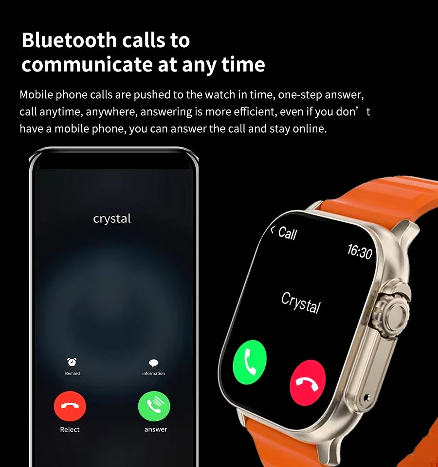 LAXASFIT T900 Ultra Smartwatch with Bluetooth Connectivity, Message Alerts, Heart Rate Monitoring, and Sports Features for Android and iOS Users