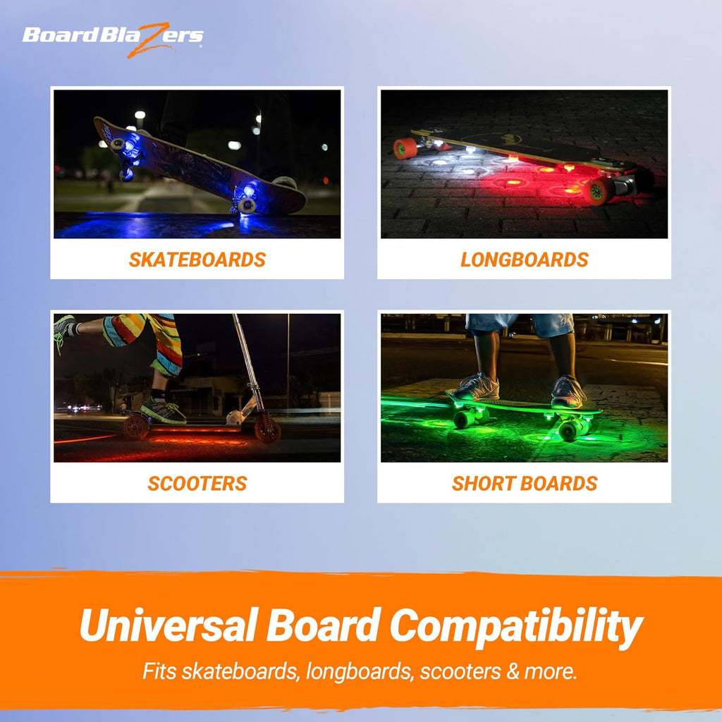 LED Skateboard Lights Underglow - Ideal Skateboard Gift - Perfect LED Longboard Light or Scooter Light Great Stocking Stuffer for Kids