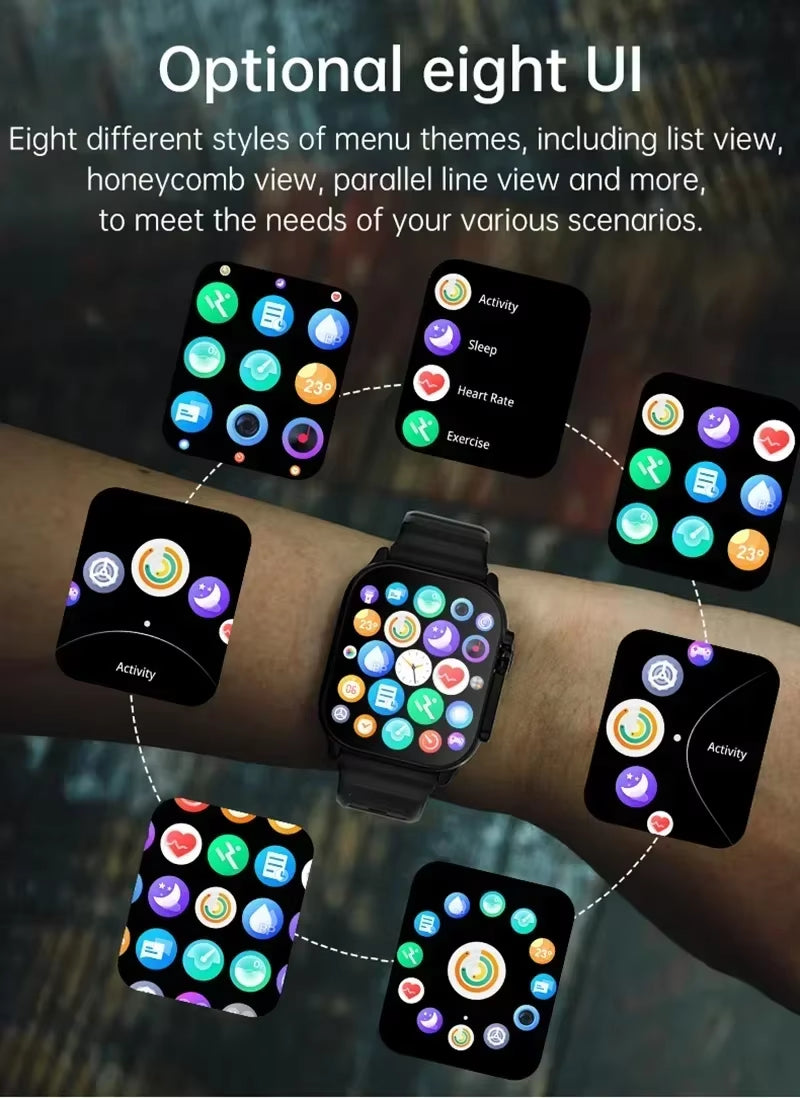 LAXASFIT T900 Ultra Smartwatch with Bluetooth Connectivity, Message Alerts, Heart Rate Monitoring, and Sports Features for Android and iOS Users