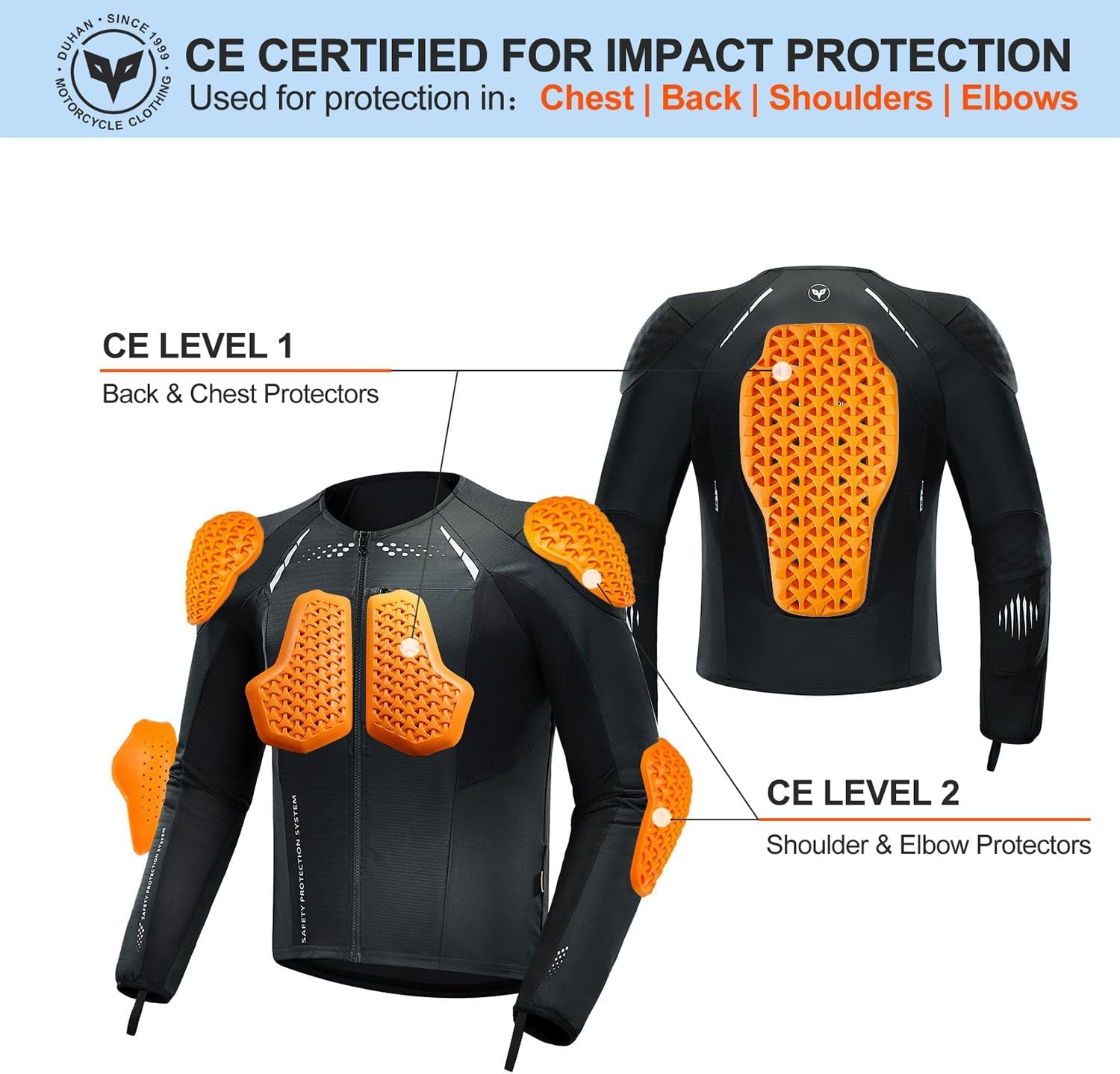 DUHAN Motorcycle Shirt Mesh Motorcycle Jacket Men with CE Level 2 Armor Motorcycle Protective Gear for All Seasons
