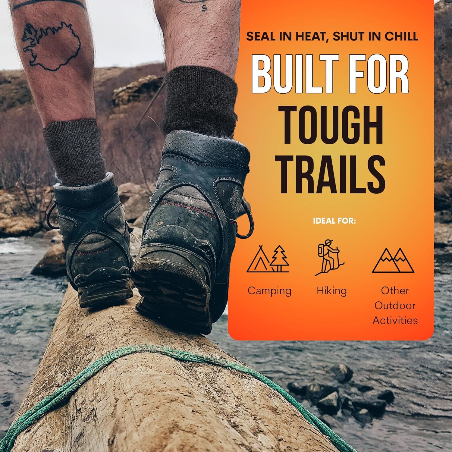 UNIQUE STYLES ASFOOR 3 Pack Thermal Heated Hiking Socks for Men, Thick Warm Winter Socks for Outdoors