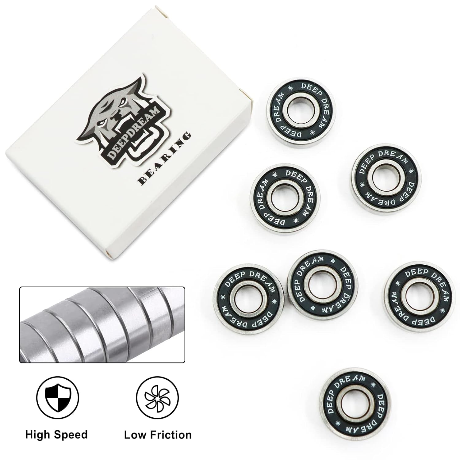 Premium 20Pcs 608Rs Bearings Skateboard Bearings Longboard Bearings (8X22X7Mm) for Skate Double Rubber Sealed Deep Groove