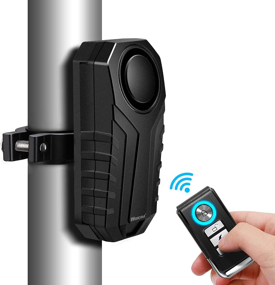 WSDCAM Anti-Theft Bike Alarm with Mount, 113Db Burglar Vibration Motorcycle Bicycle Alarm Security System Waterproof Cycle Bike Alarm with Remote