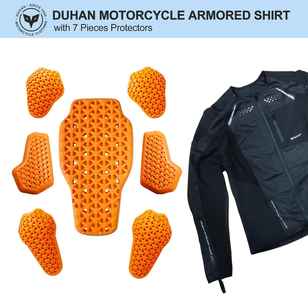 DUHAN Motorcycle Shirt Mesh Motorcycle Jacket Men with CE Level 2 Armor Motorcycle Protective Gear for All Seasons