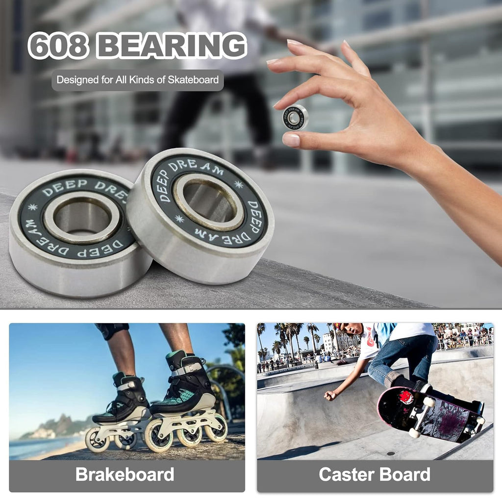 Premium 20Pcs 608Rs Bearings Skateboard Bearings Longboard Bearings (8X22X7Mm) for Skate Double Rubber Sealed Deep Groove