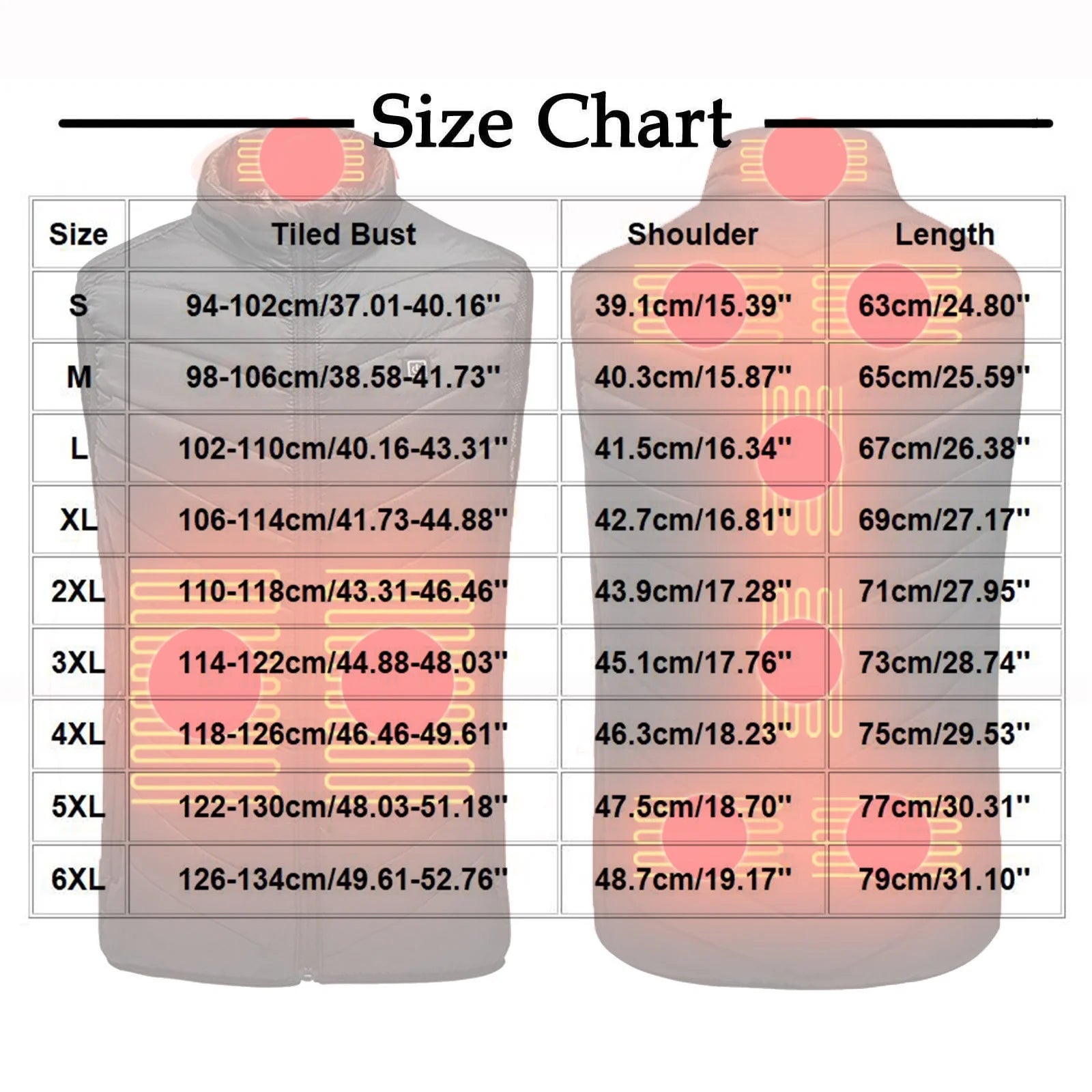 Heated Vest 18 Heating Zones plus Size Lightweight Unisex Heated Jacket 3 Temperature Control USB Electric Winter Coat with Pocket S-6XL on Clearance
