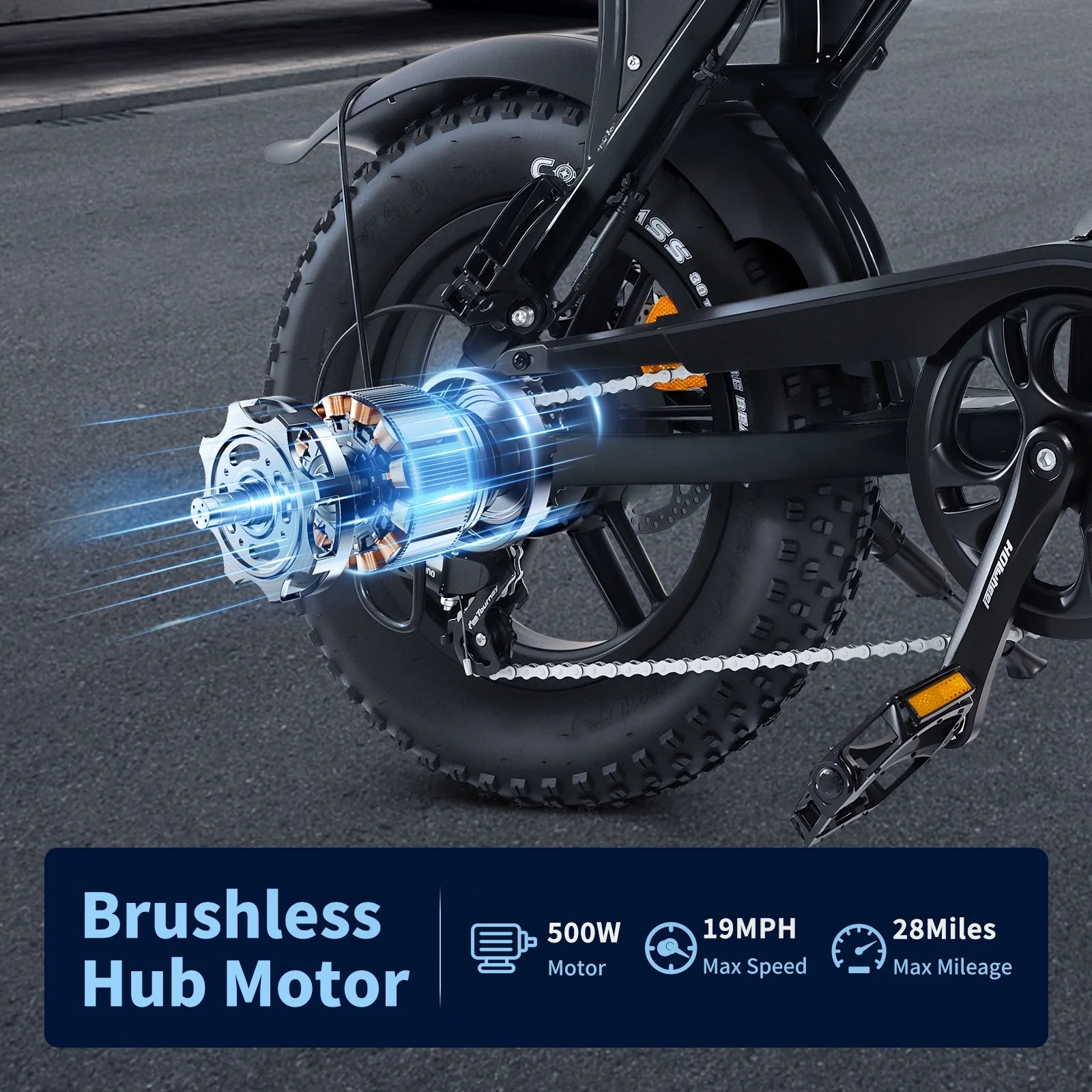 Electric Bike for Adults, 500W Electric Bicycles with 36V 10.4Ah Battery, 16" Fat Tire Ebike, 20MPH E-Bike, E Bike for Adults UL2849