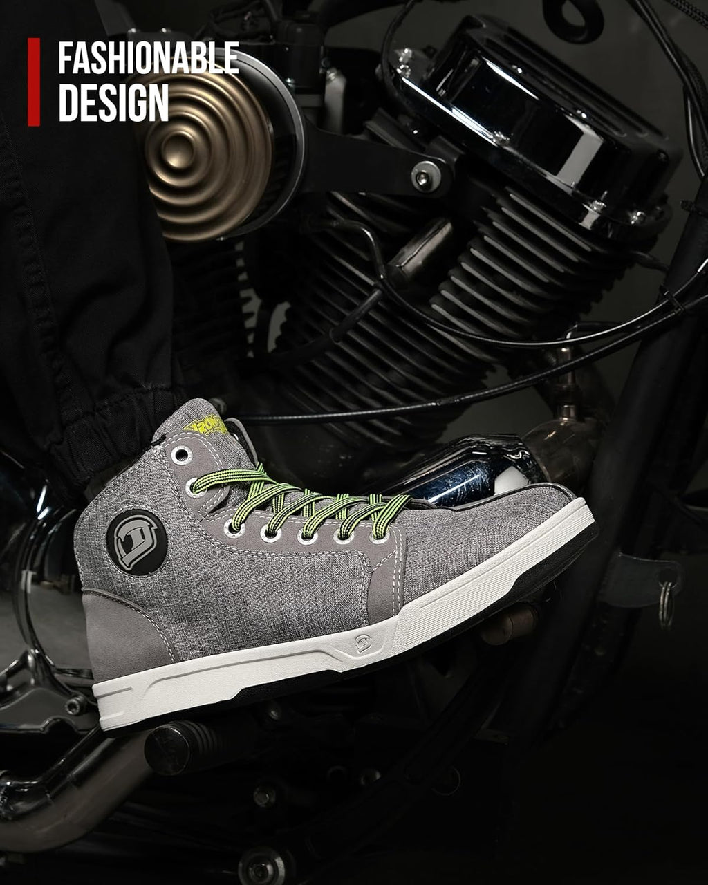 IRON JIA'S Motorcycle Shoes for Men, Breathable Anti-Slip Protective Gear, Powersport Casual Motorcycle Riding Boots (Grey 11)