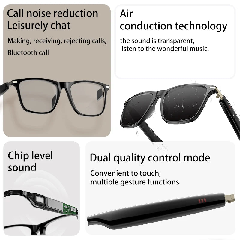 M01 Smart Glasses Bluetooth 5.4 IP68 Waterproof Sunglasses Bluetooth Smart Glasses Earbuds Headphones