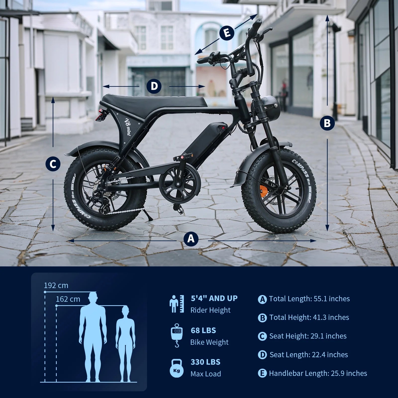 Electric Bike for Adults, 500W Electric Bicycles with 36V 10.4Ah Battery, 16" Fat Tire Ebike, 20MPH E-Bike, E Bike for Adults UL2849