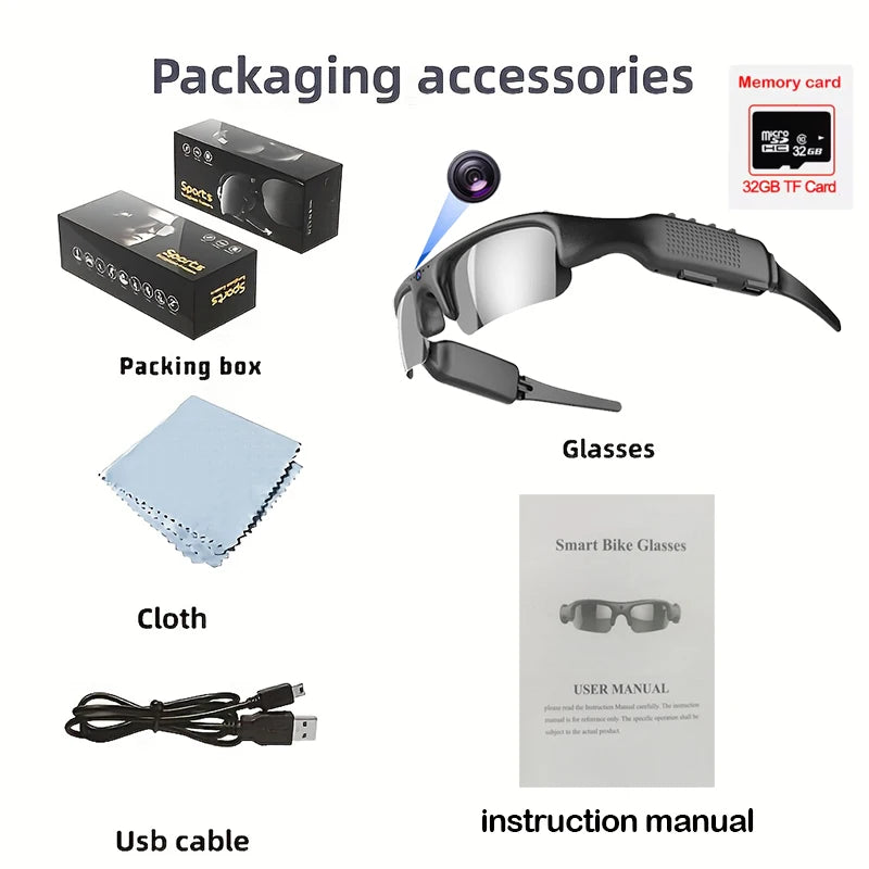 HD 1080P Glasses WIFI Camera Outdoor Bicycle Motorcycle Security Protection Sunglasses Video Camera Polarized Lens Sports Cam