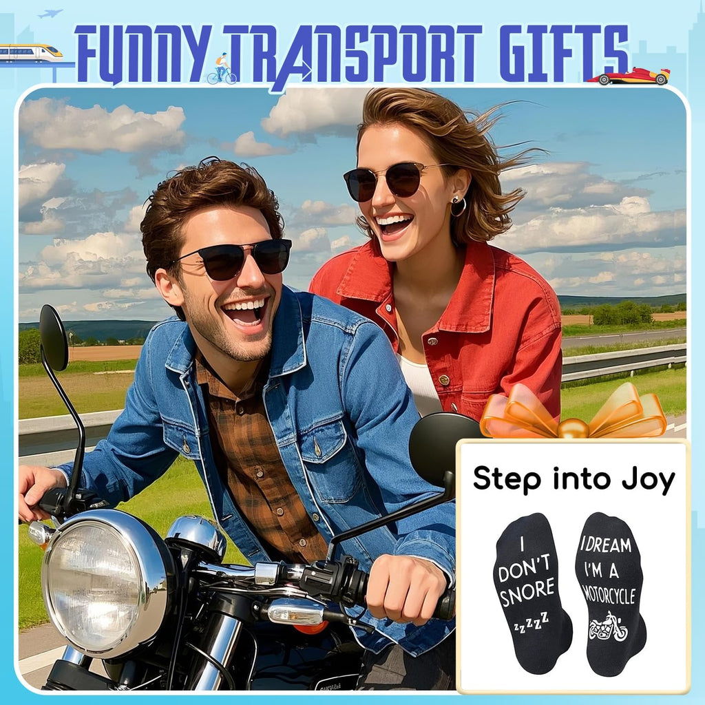HAPPYPOP Transportation Gifts for Men Women - Motorcycle Tractor Train Socks