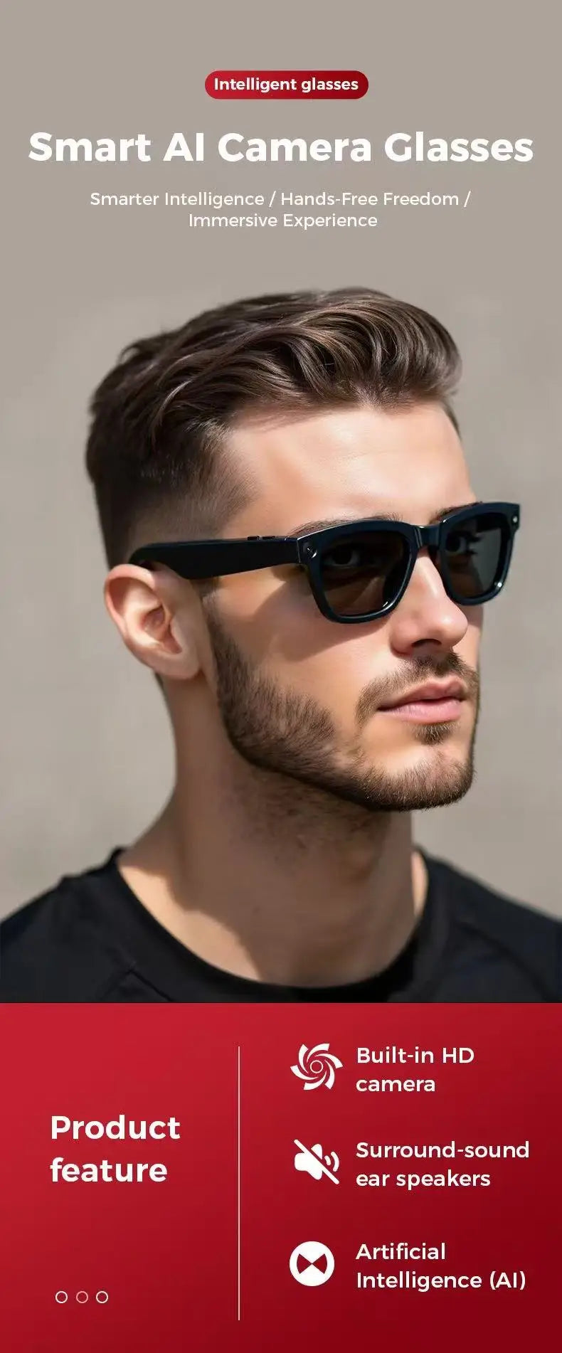 2025 New Smart Glasses 1080P HD Photography Video AI Intelligent Interactive Translation Smart Camera Glasses For Men Women