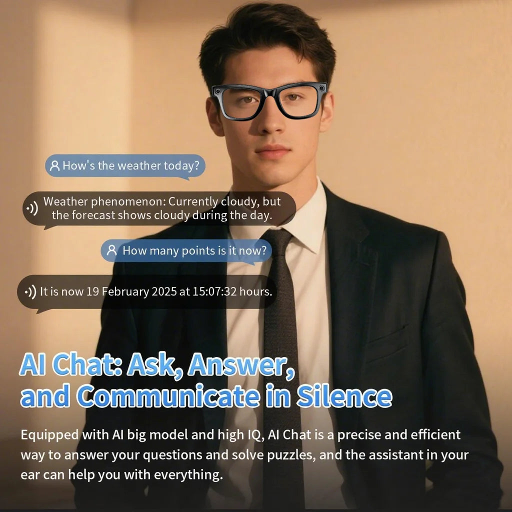 2025 New Smart Glasses 1080P HD Photography Video AI Intelligent Interactive Translation Smart Camera Glasses For Men Women