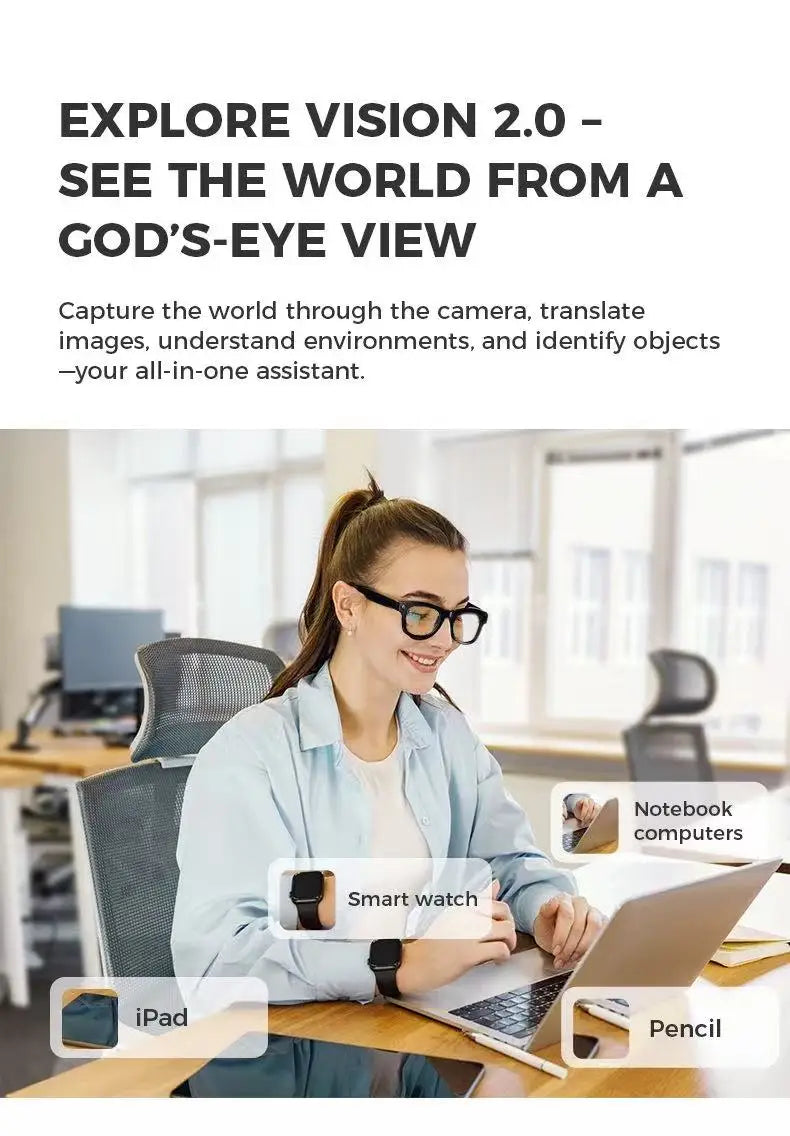 2025 New Smart Glasses 1080P HD Photography Video AI Intelligent Interactive Translation Smart Camera Glasses For Men Women
