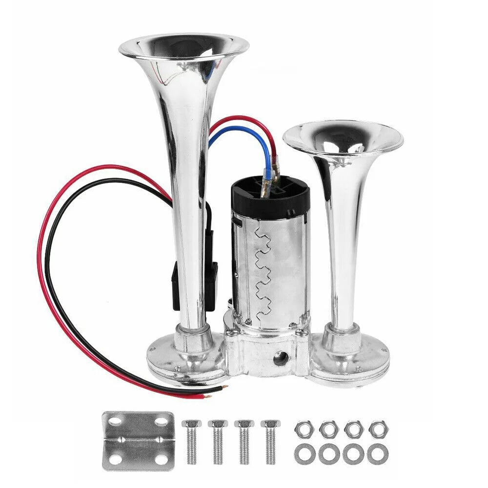600DB 12V Dual Trumpets Super Loud Car Electric Horn Truck Boat Train Speaker