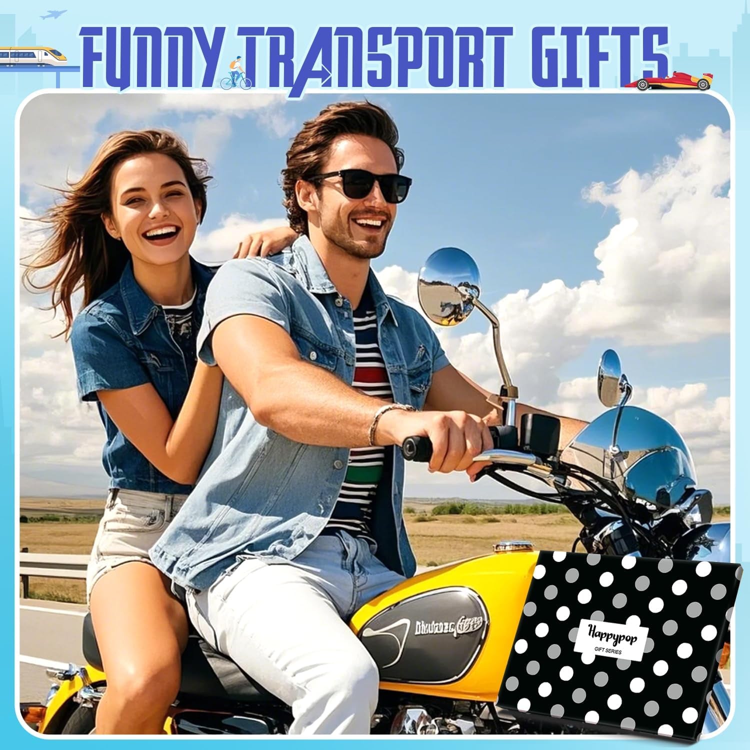 HAPPYPOP Transportation Gifts for Men Women - Motorcycle Tractor Train Socks