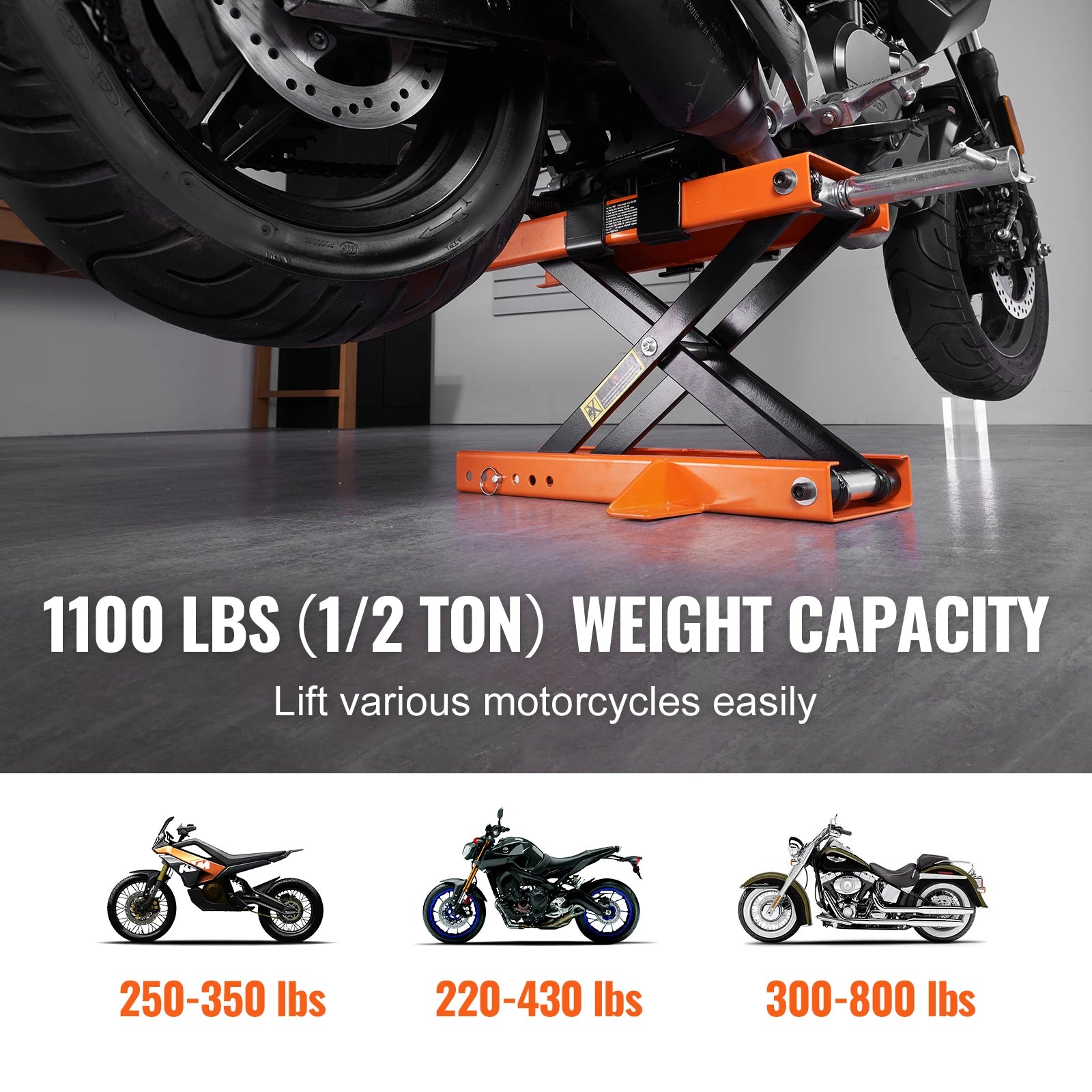 Motorcycle Lift 1100 LBS Motorcycle Scissor Lift Jack with Safety Pin Steel Motorcycle Jack Hoist Stand for Motorbike