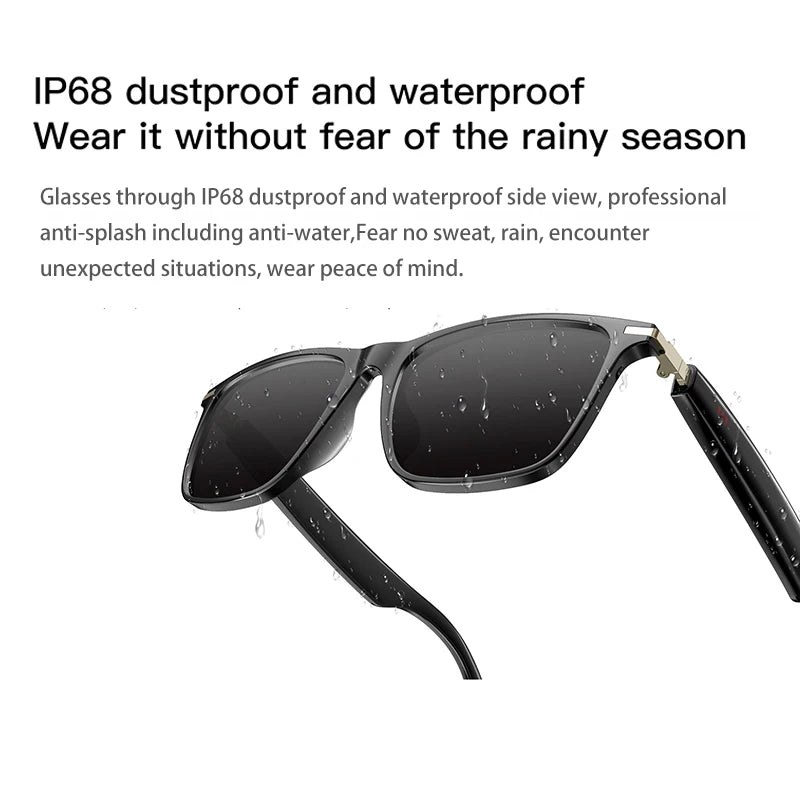 M01 Smart Glasses Bluetooth 5.4 IP68 Waterproof Sunglasses Bluetooth Smart Glasses Earbuds Headphones
