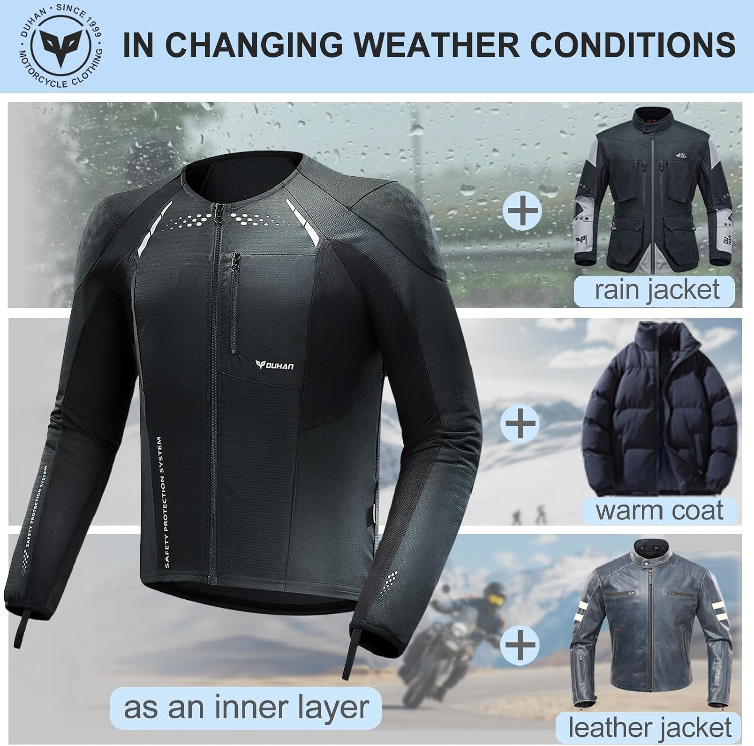 DUHAN Motorcycle Shirt Mesh Motorcycle Jacket Men with CE Level 2 Armor Motorcycle Protective Gear for All Seasons