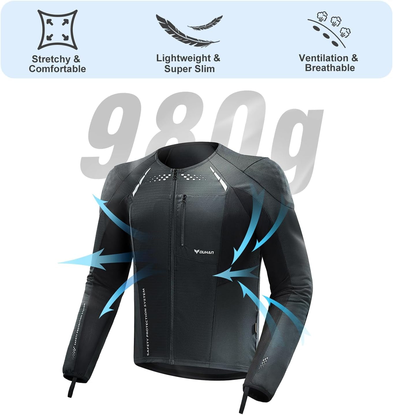DUHAN Motorcycle Shirt Mesh Motorcycle Jacket Men with CE Level 2 Armor Motorcycle Protective Gear for All Seasons