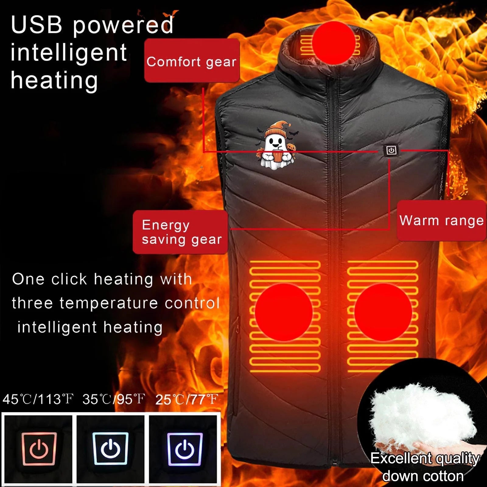 Heated Vest 18 Heating Zones plus Size Lightweight Unisex Heated Jacket 3 Temperature Control USB Electric Winter Coat with Pocket S-6XL on Clearance