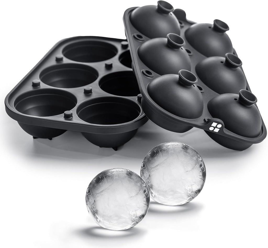 Glacio Ice Cube Molds – Large Silicone Ice & Sphere Mold Combo with Built-In Easy-Fill Funnel 2-Inch round & Square Whiskey Ice Molds for Cocktails & Bourbon