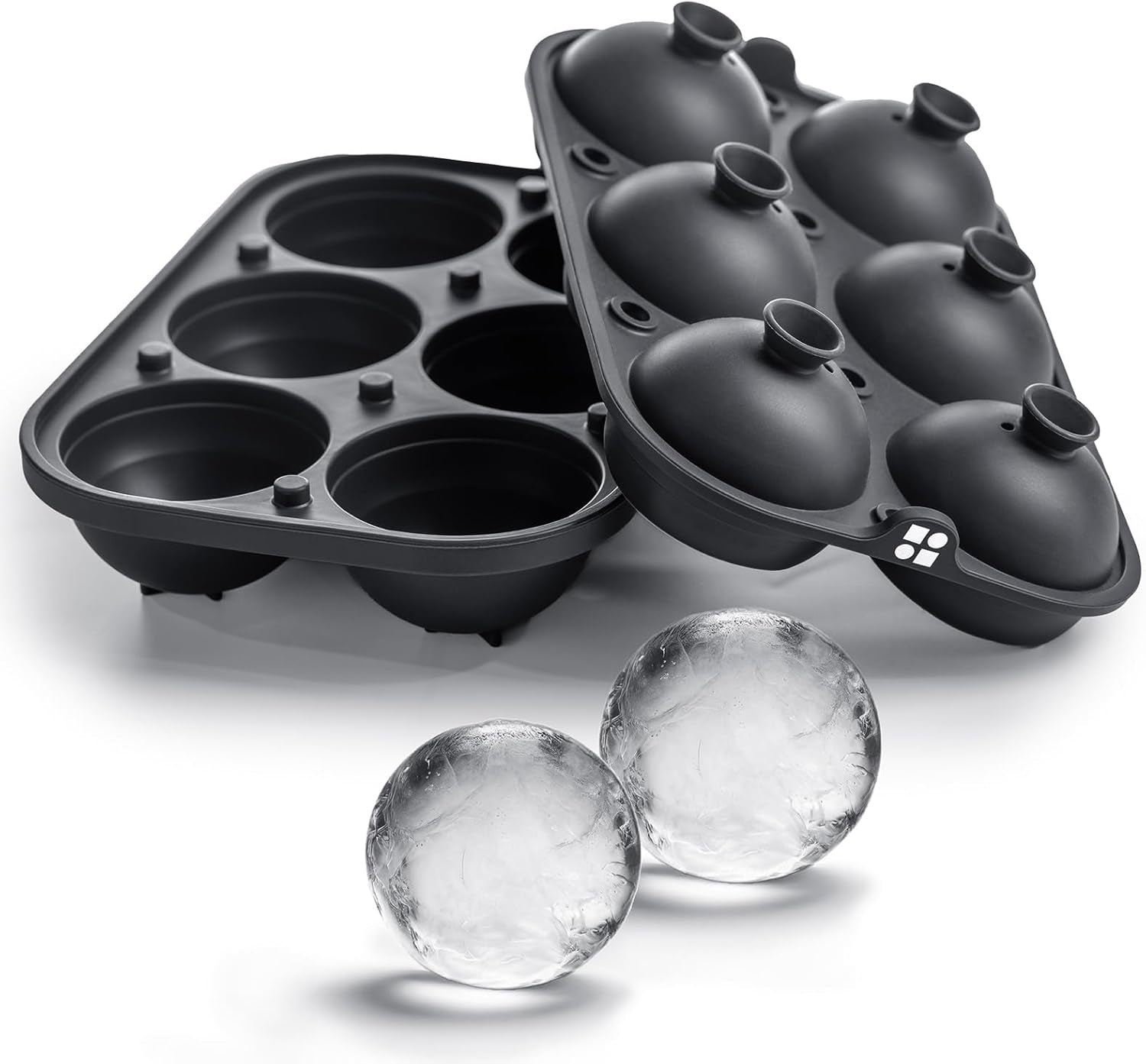 Glacio Ice Cube Molds – Large Silicone Ice & Sphere Mold Combo with Built-In Easy-Fill Funnel 2-Inch round & Square Whiskey Ice Molds for Cocktails & Bourbon