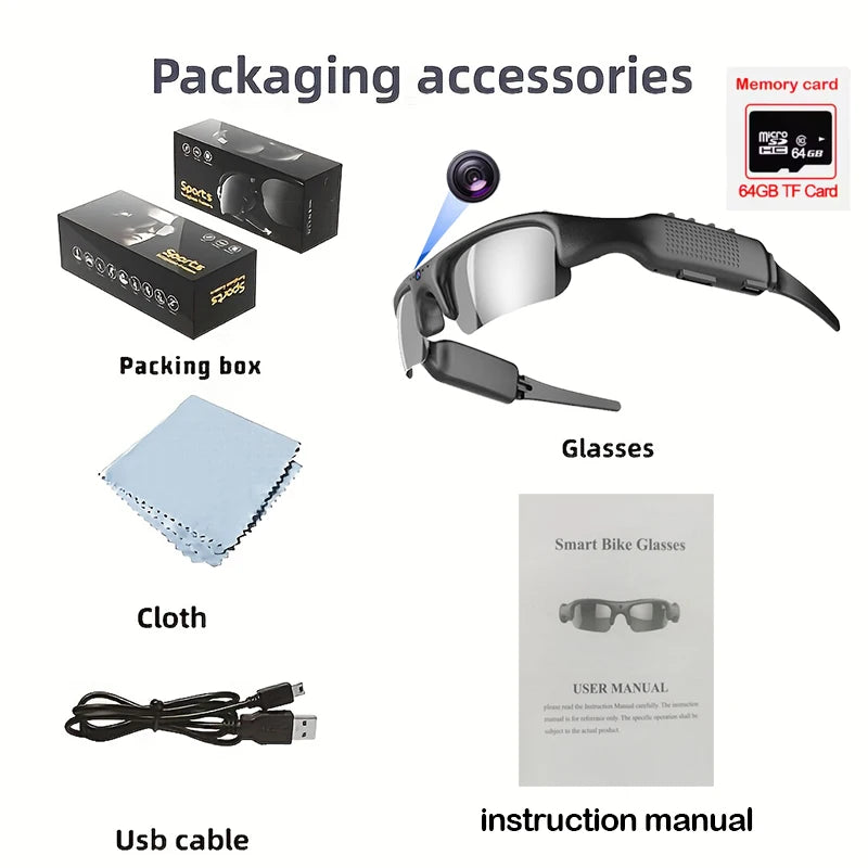 HD 1080P Glasses WIFI Camera Outdoor Bicycle Motorcycle Security Protection Sunglasses Video Camera Polarized Lens Sports Cam