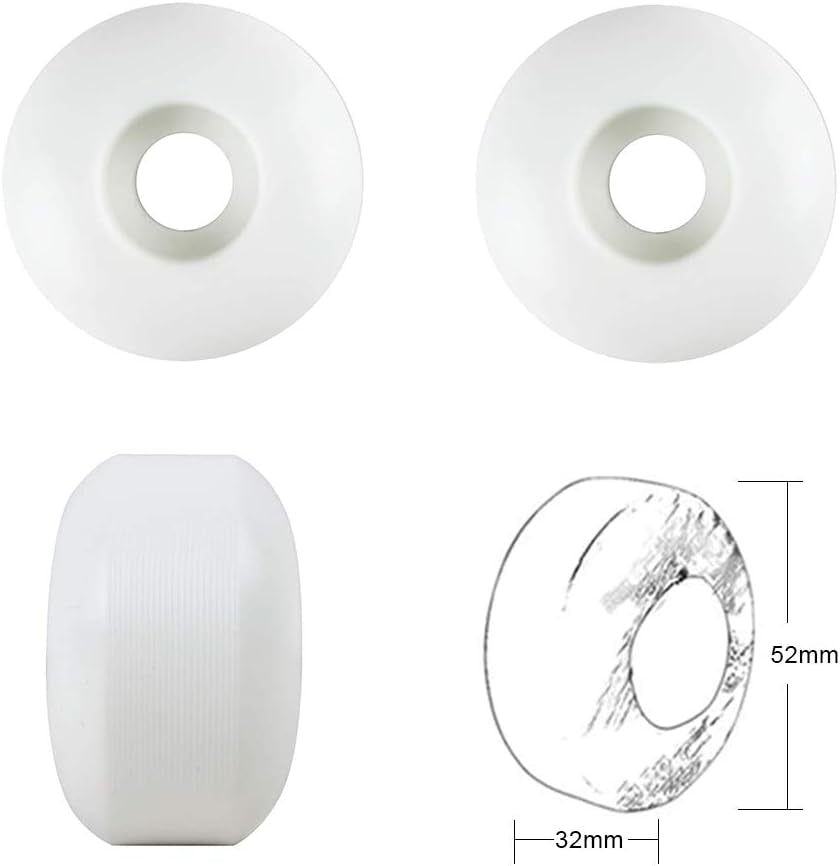 5.0 Skateboard Trucks Set, 52Mm Skateboard Wheels, ABEC-11 Skateboard Bearings, 6Mm Rubber Skateboard Riser Pads, Skateboard Hardware 1" (White Truck & White Wheel)