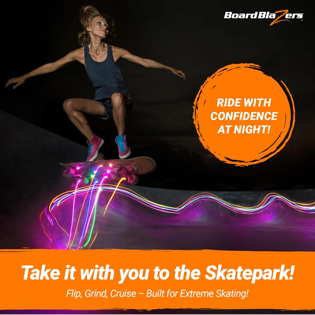 LED Skateboard Lights Underglow - Ideal Skateboard Gift - Perfect LED Longboard Light or Scooter Light Great Stocking Stuffer for Kids