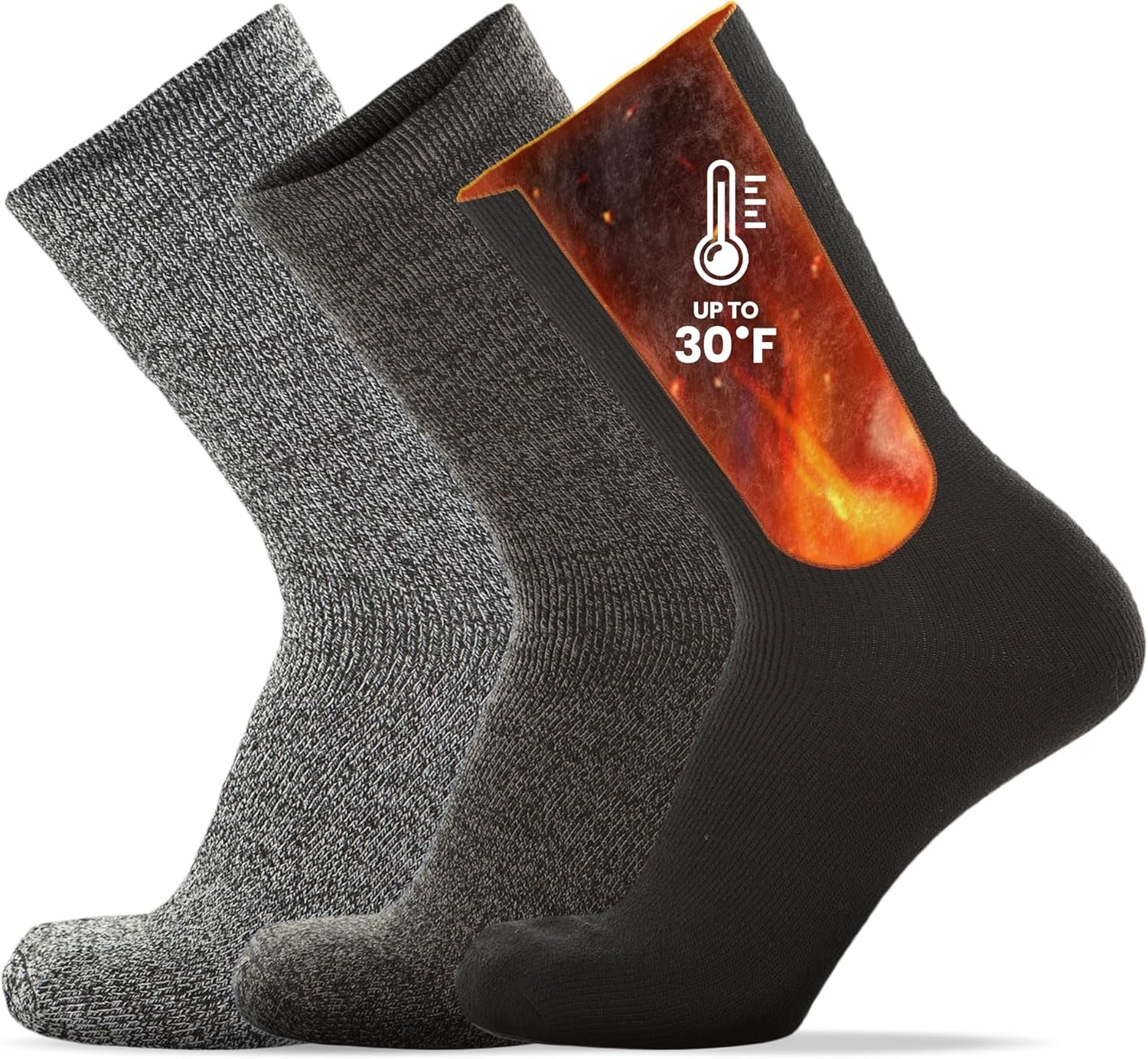 UNIQUE STYLES ASFOOR 3 Pack Thermal Heated Hiking Socks for Men, Thick Warm Winter Socks for Outdoors